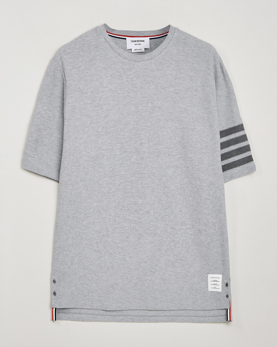 Herren | Neu im Onlineshop | Thom Browne | Textured Pique 4 Bar T-Shirt Pale Grey