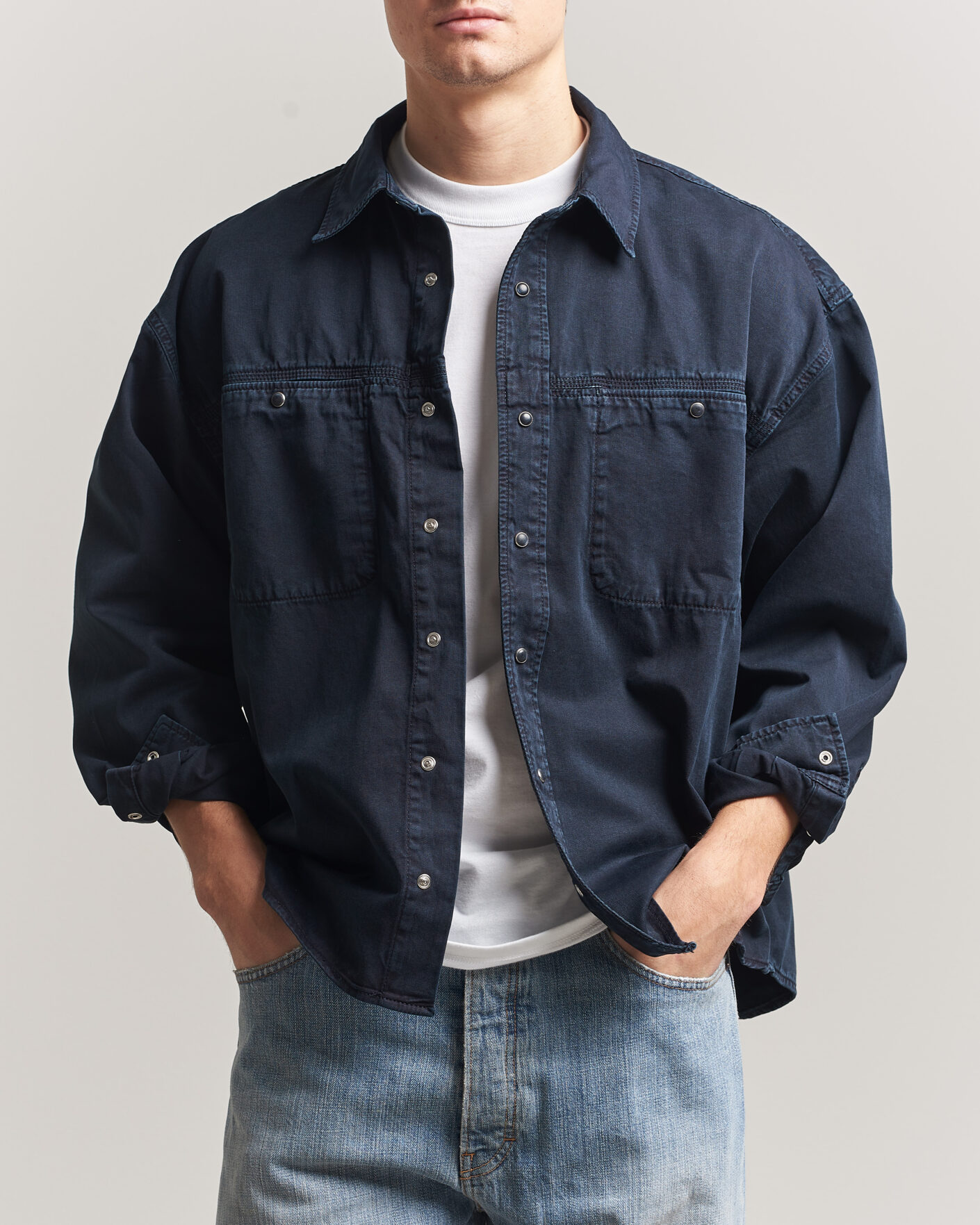 Herren | Hemden | Jeanerica | André Pocket Overshirt Blue Black