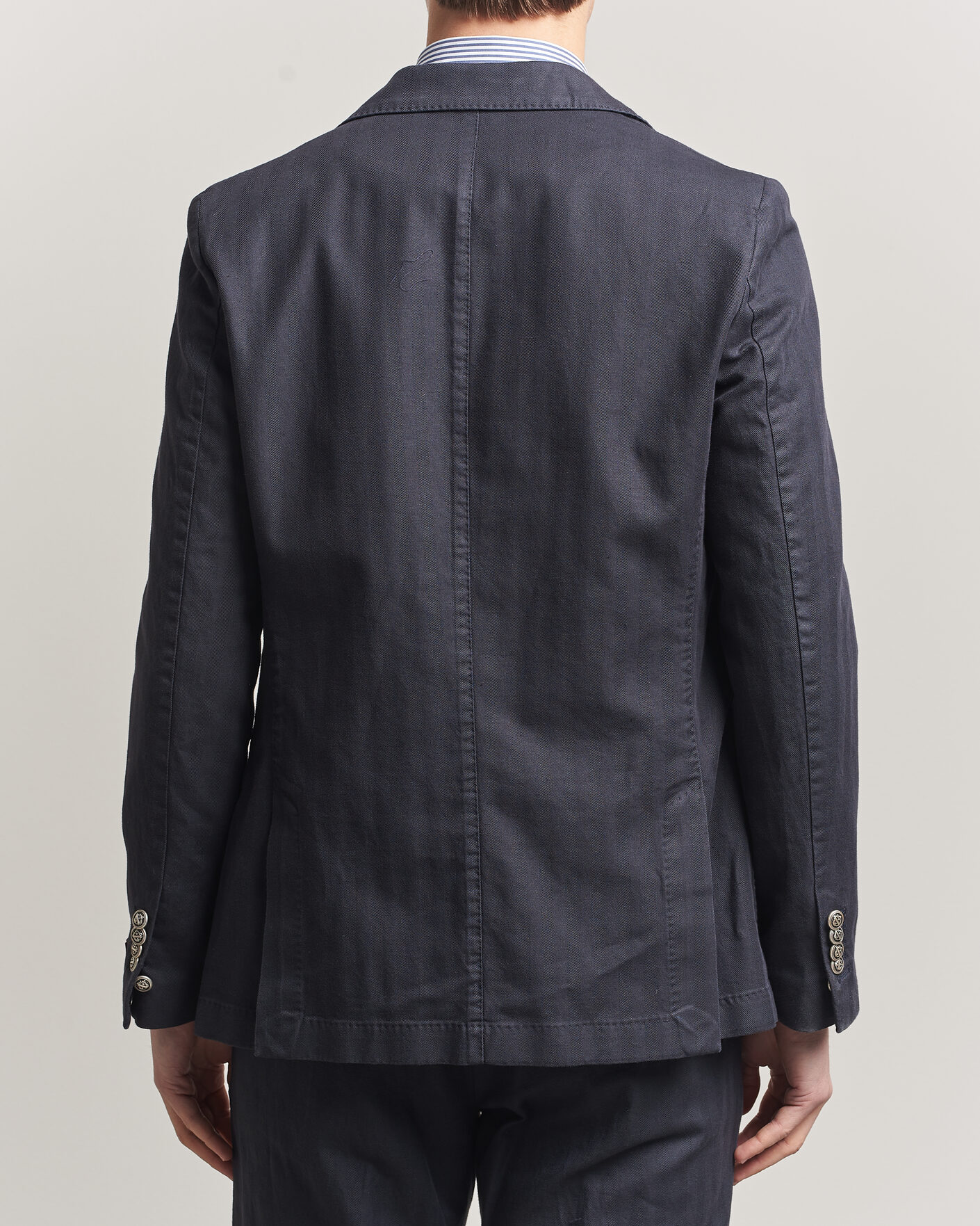 Herren | Sakkos | Morris | Cotton Herringbone Double Breasted Blazer Blue