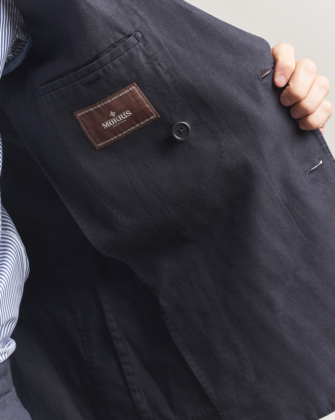 Herren | Sakkos | Morris | Cotton Herringbone Double Breasted Blazer Blue