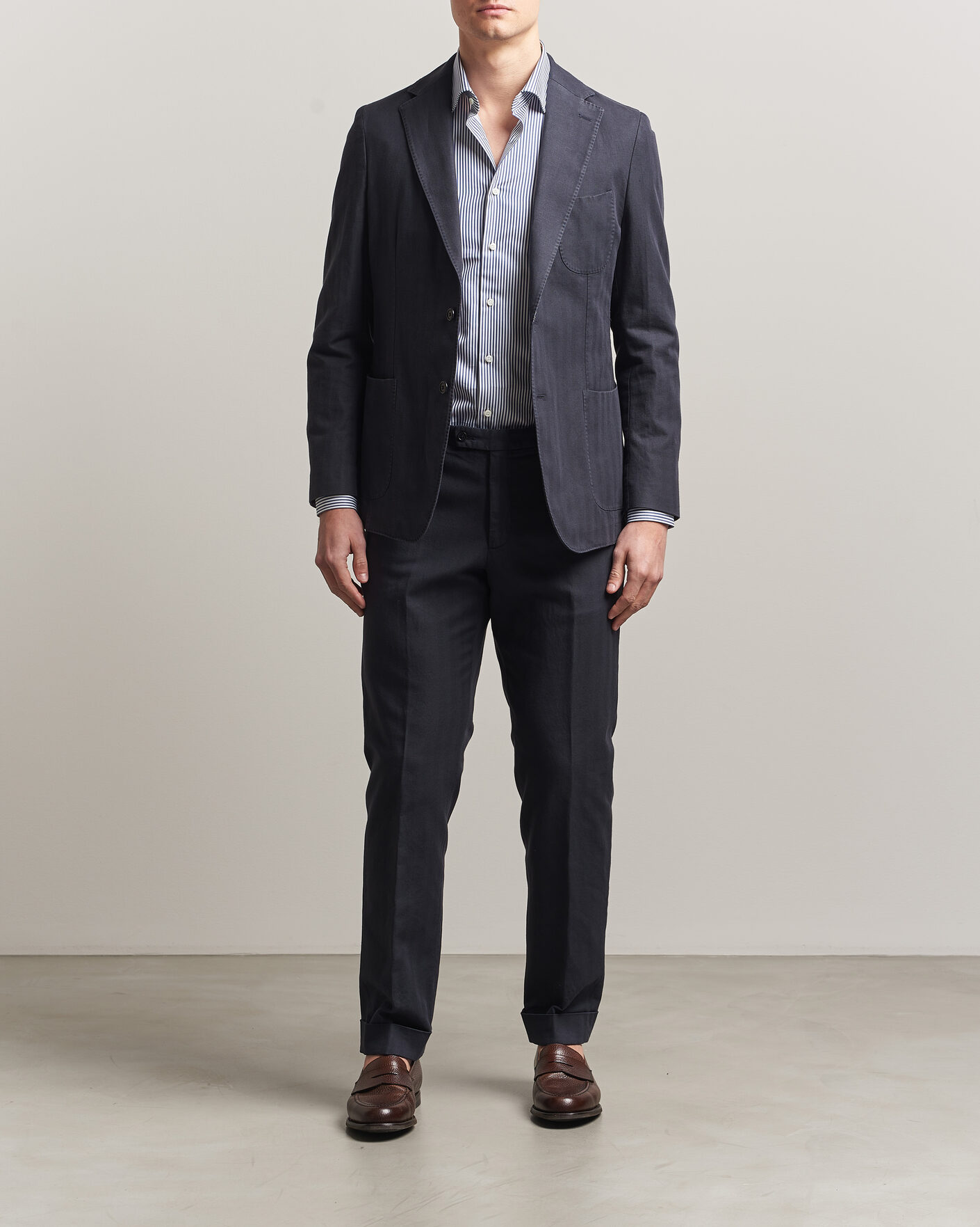 Herren | Hosen | Morris | Jack Herringbone Cotton Trousers Blue