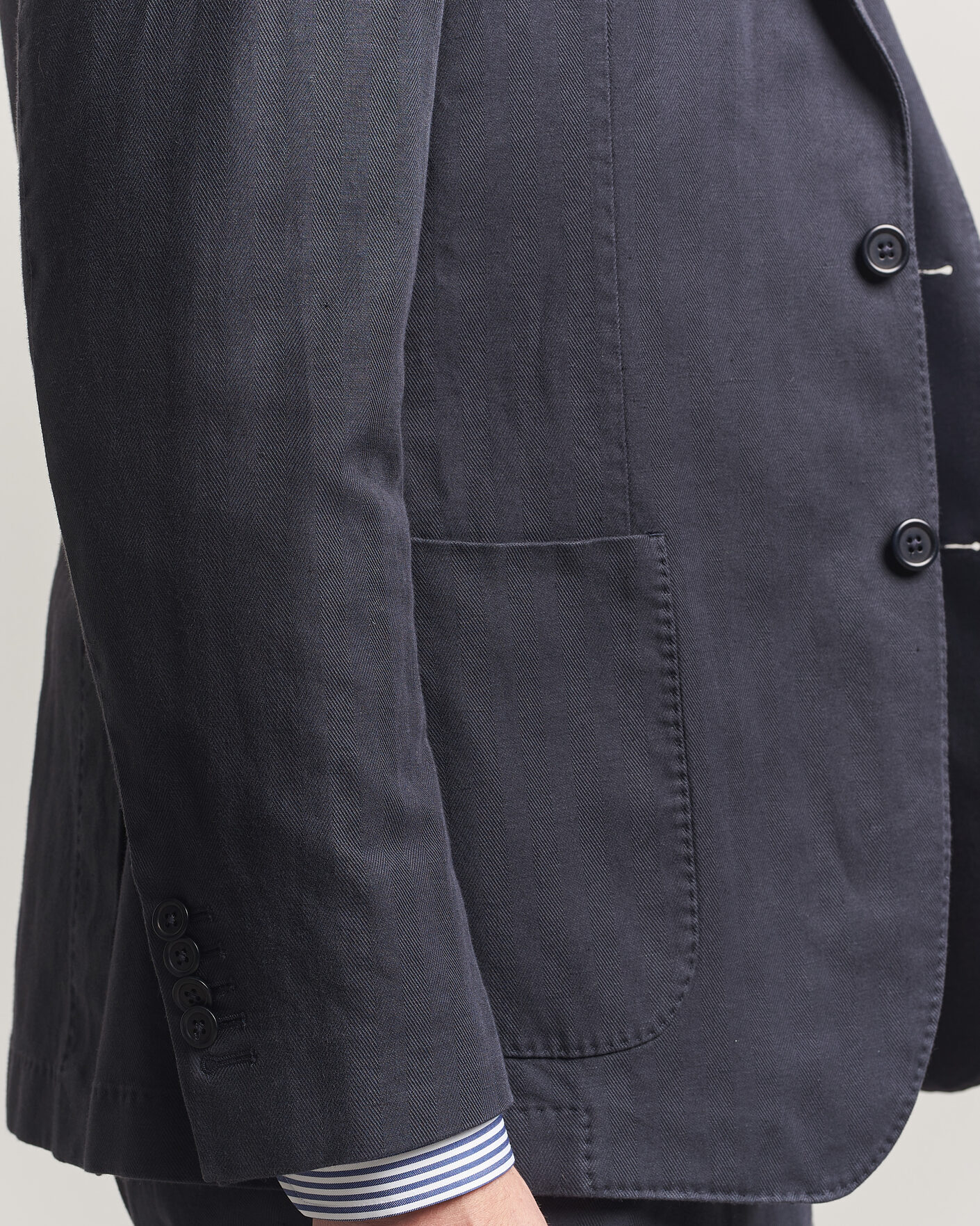 Herren | Sakkos | Morris | Washed Cotton Herringbone Blazer Navy