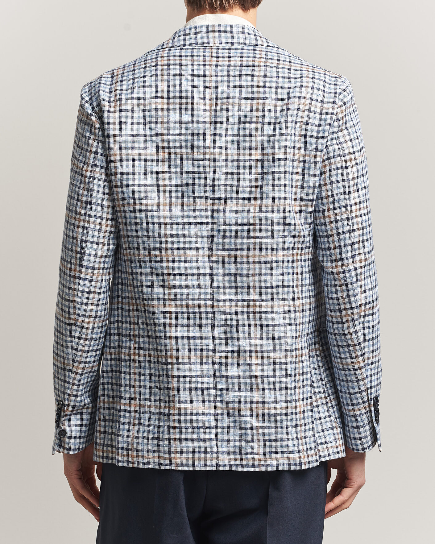 Herren | Sakkos | Morris | Linen Cotton Checked Blazer Blue