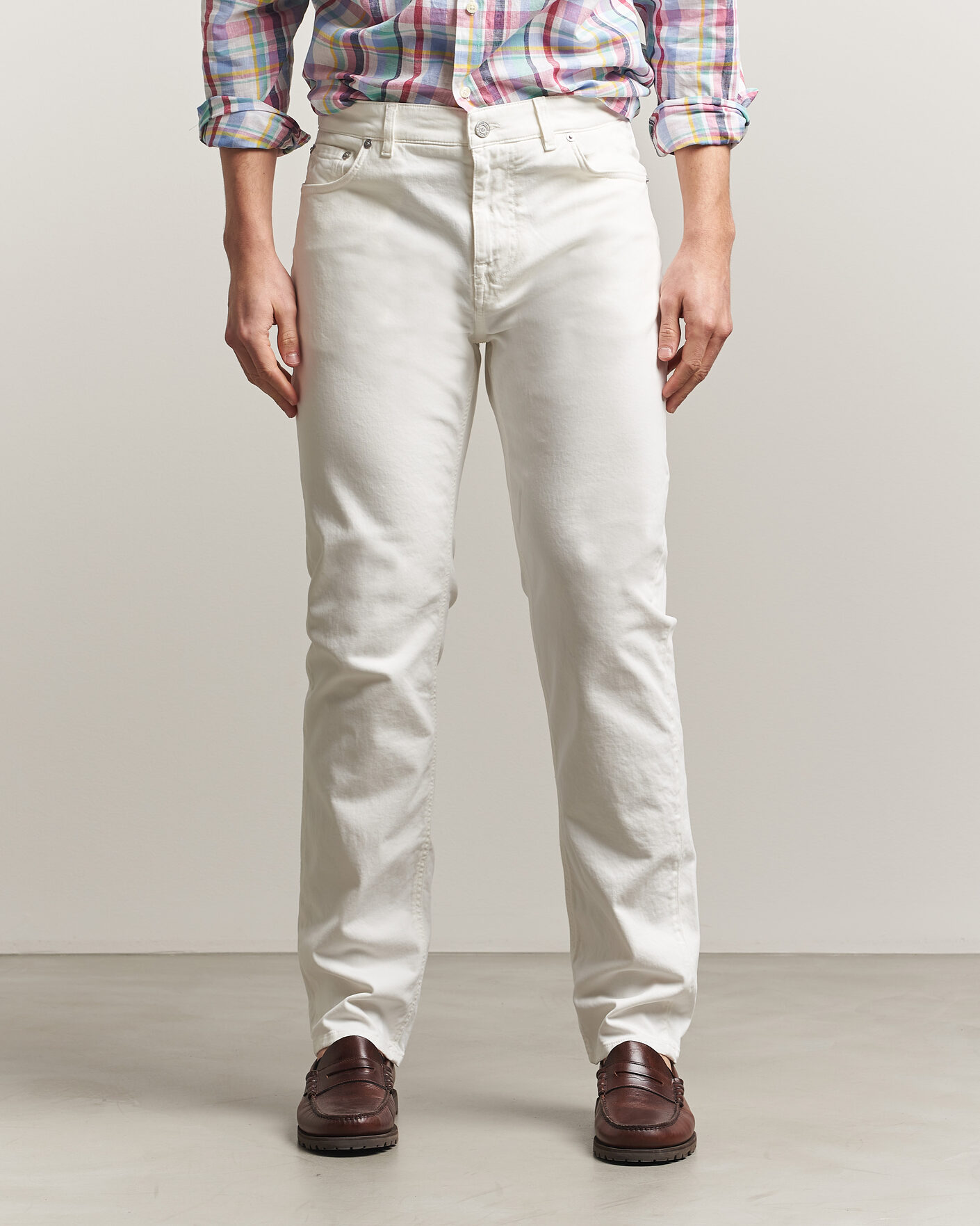 Herren | Jeans | Morris | James Brushed 5-Pocket Jeans Off White
