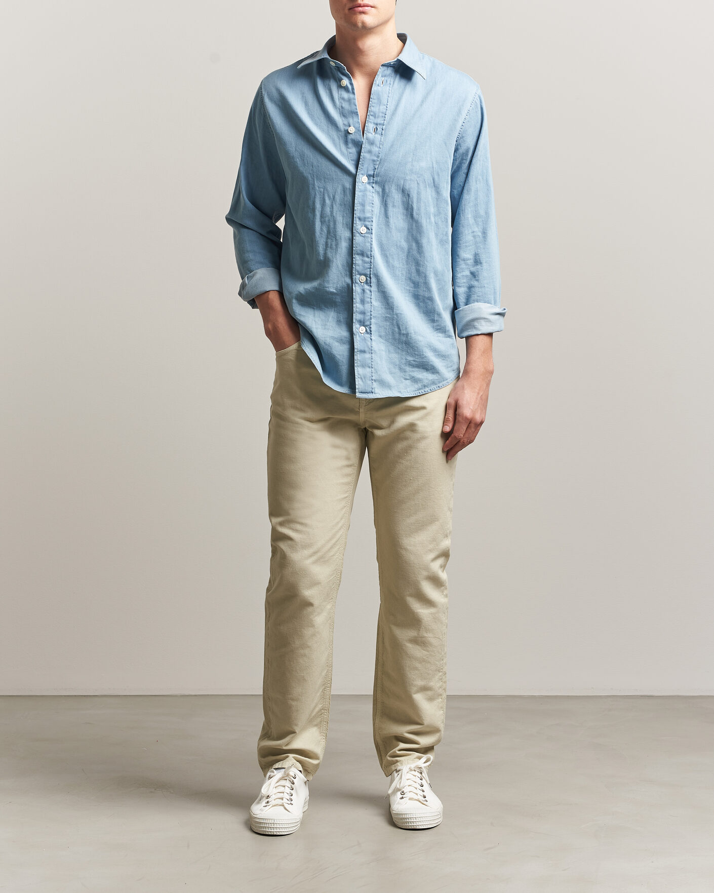 Herren | Hosen | Morris | James Washed Linen 5-Pocket Pants Khaki