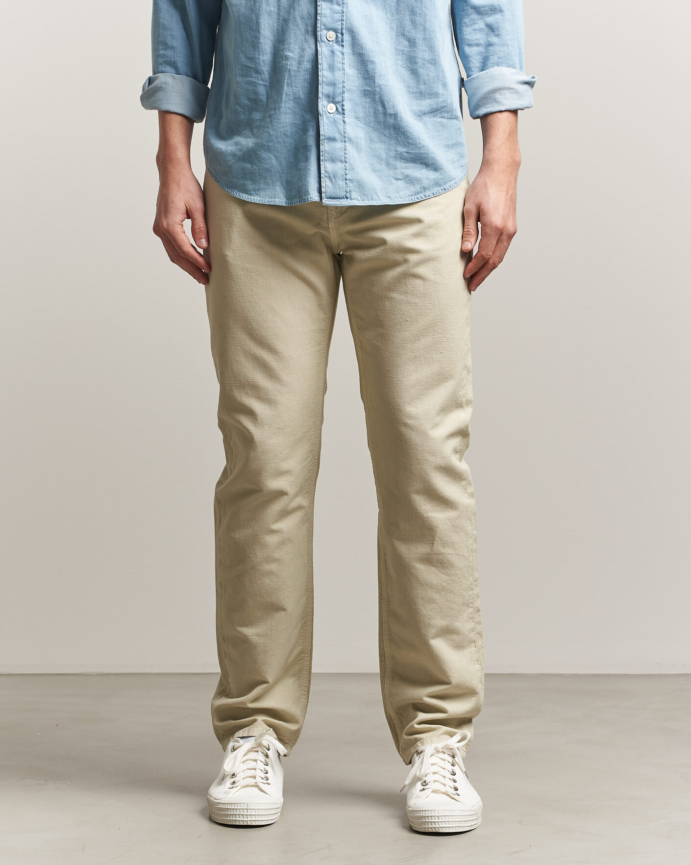 Herren | Hosen | Morris | James Washed Linen 5-Pocket Pants Khaki