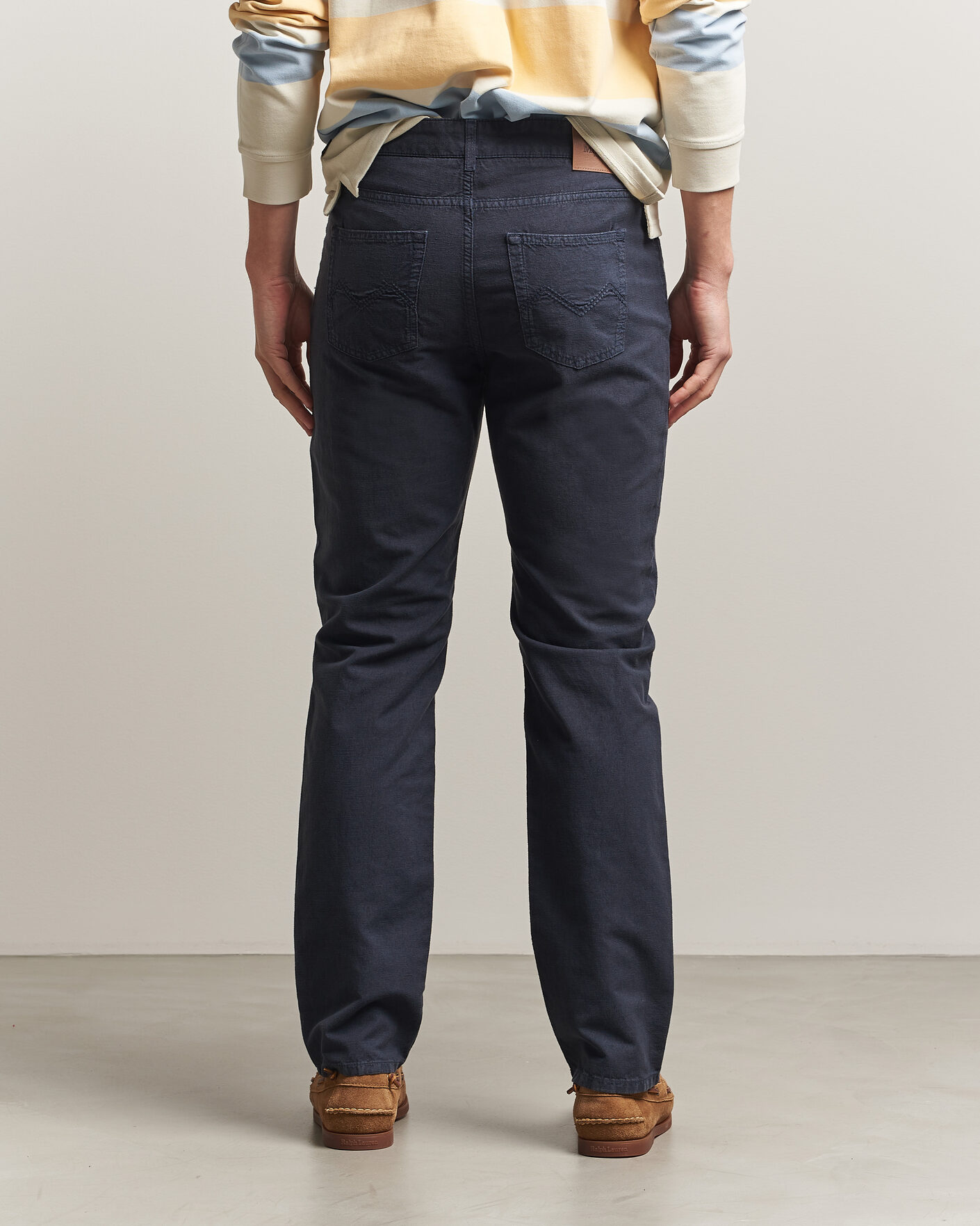 Herren | Hosen | Morris | James Washed Linen 5-Pocket Pants Dark Blue