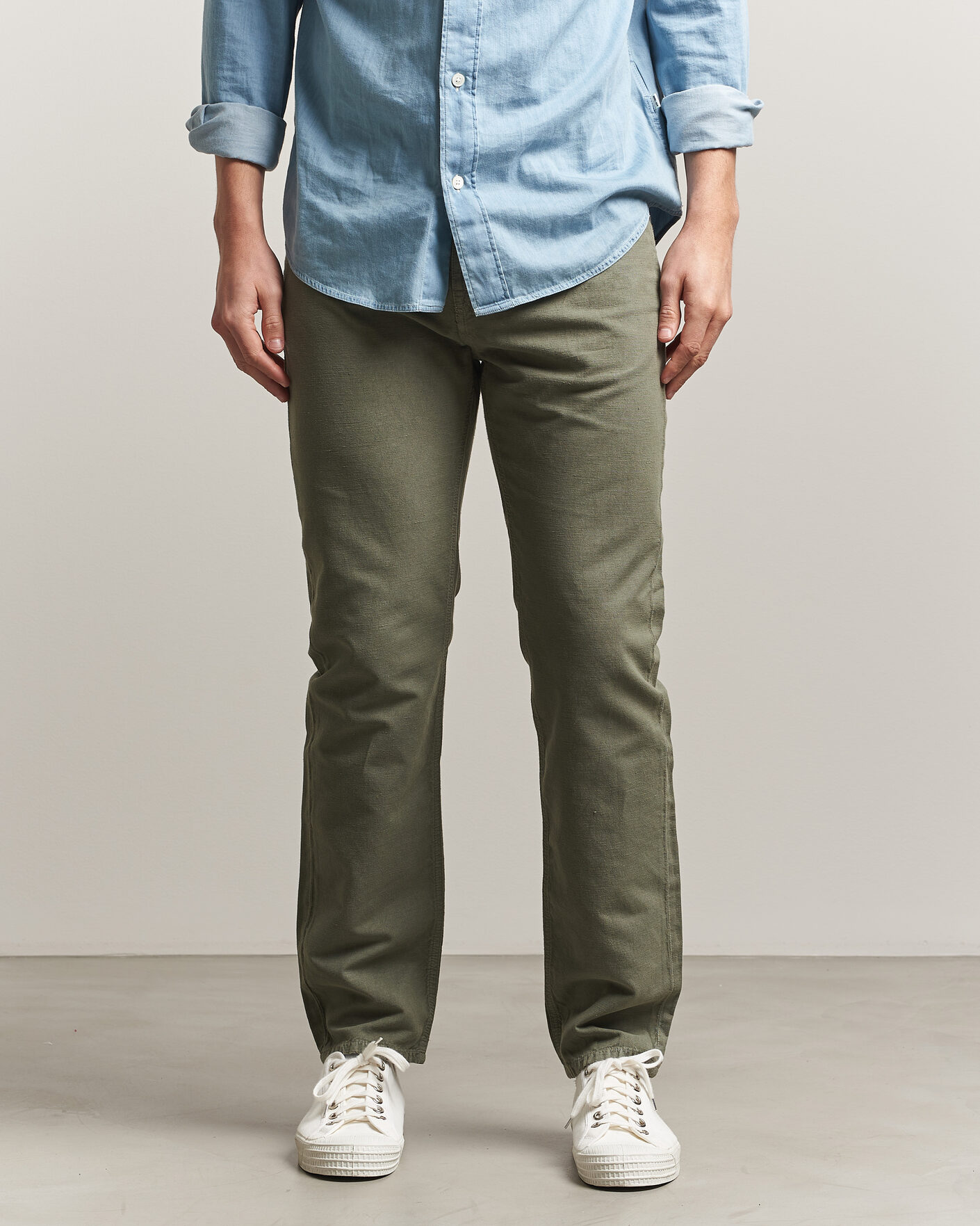 Herren | Hosen | Morris | James Washed Linen 5-Pocket Pants Olive