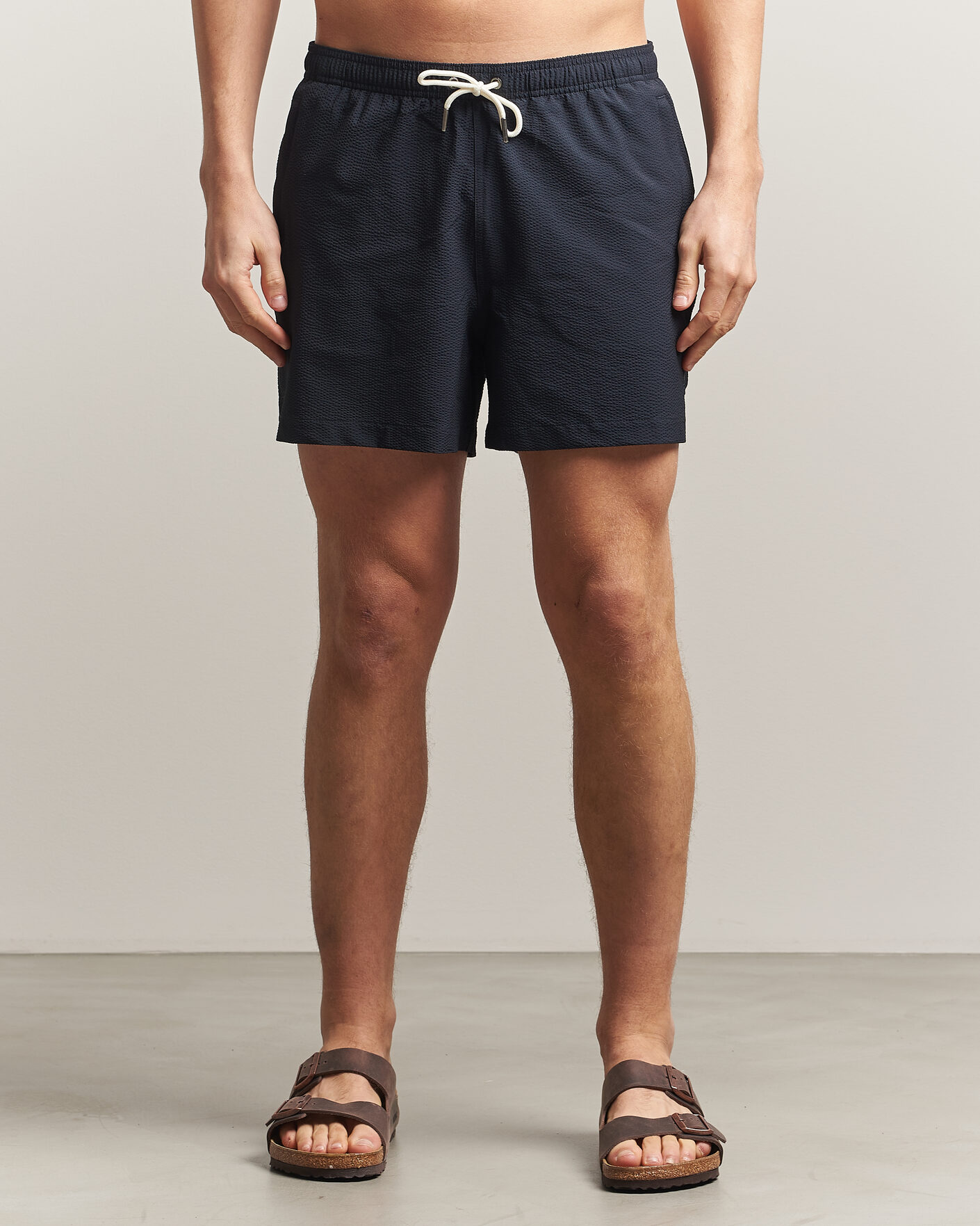 Herren | Badehosen | Morris | Seersucker Bathing Trunks Dark Blue