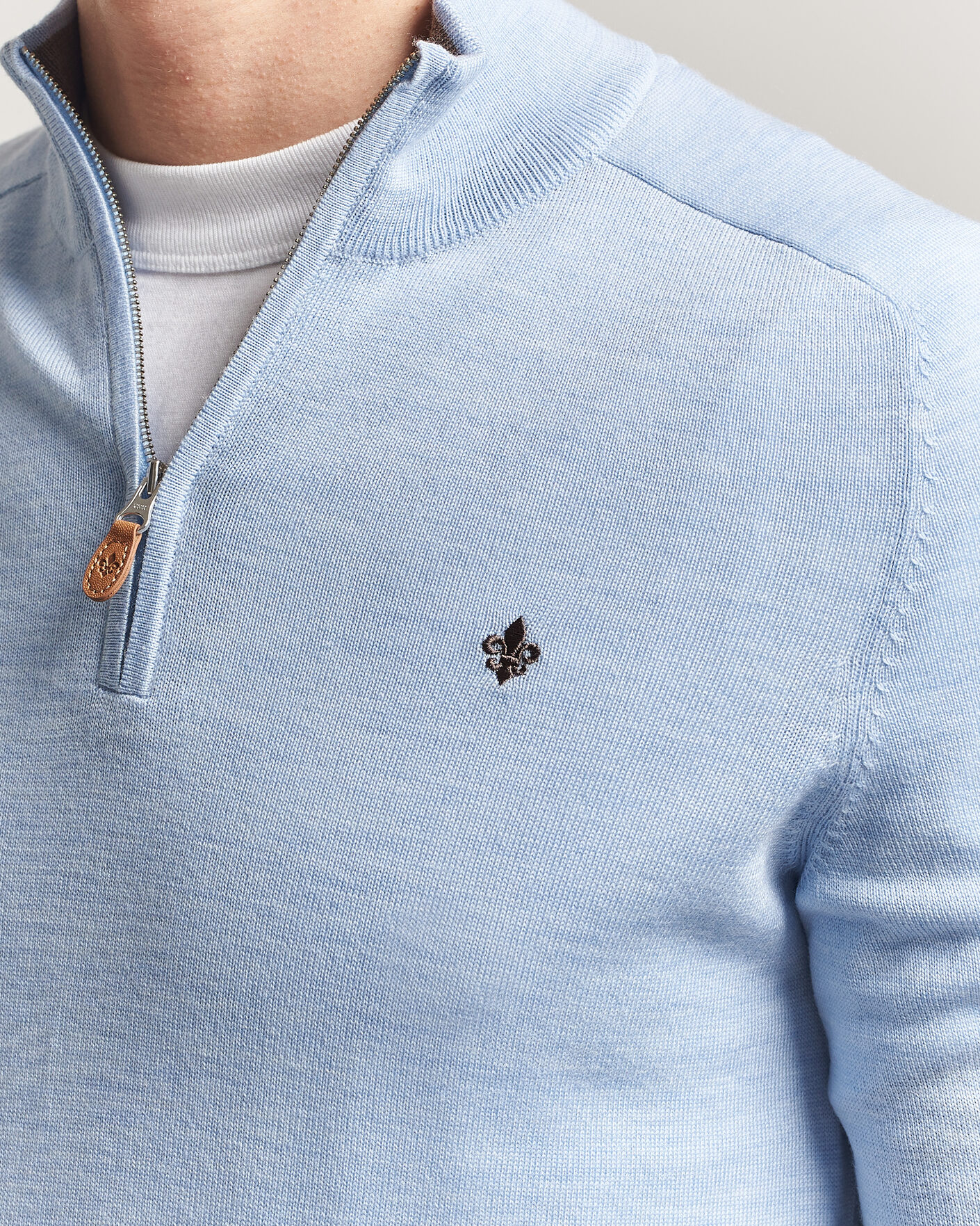 Herren | Pullover | Morris | John Merino Half-Zip Light Blue