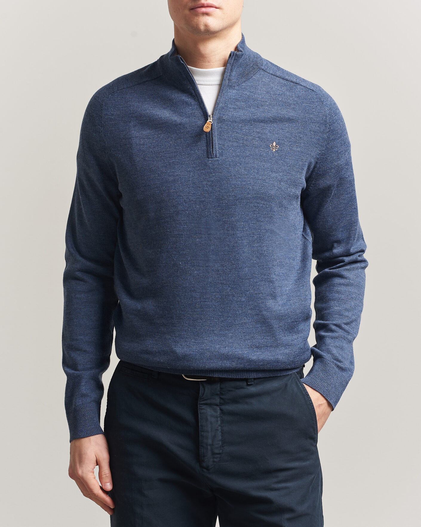 Herren | Pullover | Morris | John Merino Half-Zip Blue