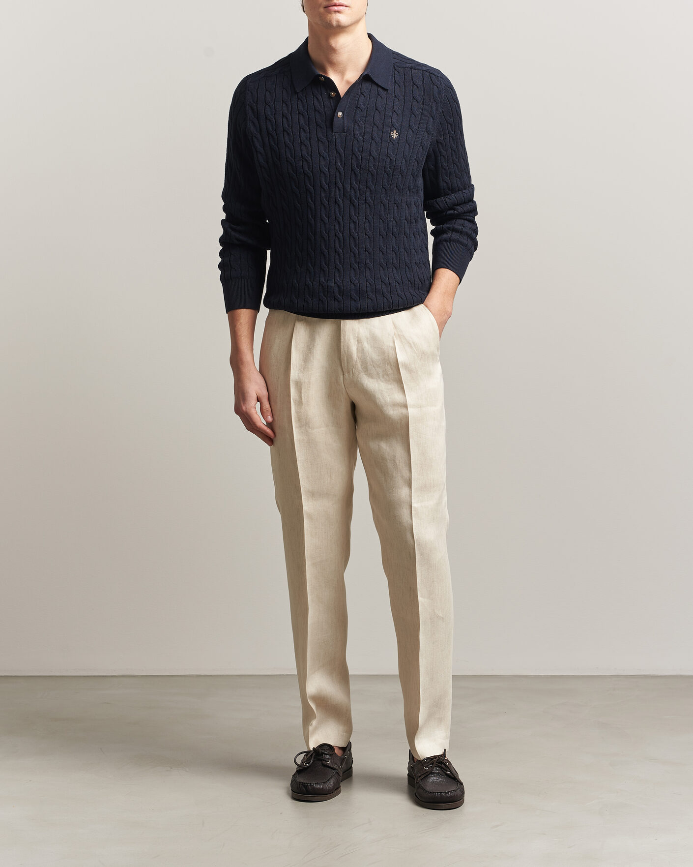 Herren | Pullover | Morris | Lancaster Cable Polo Navy