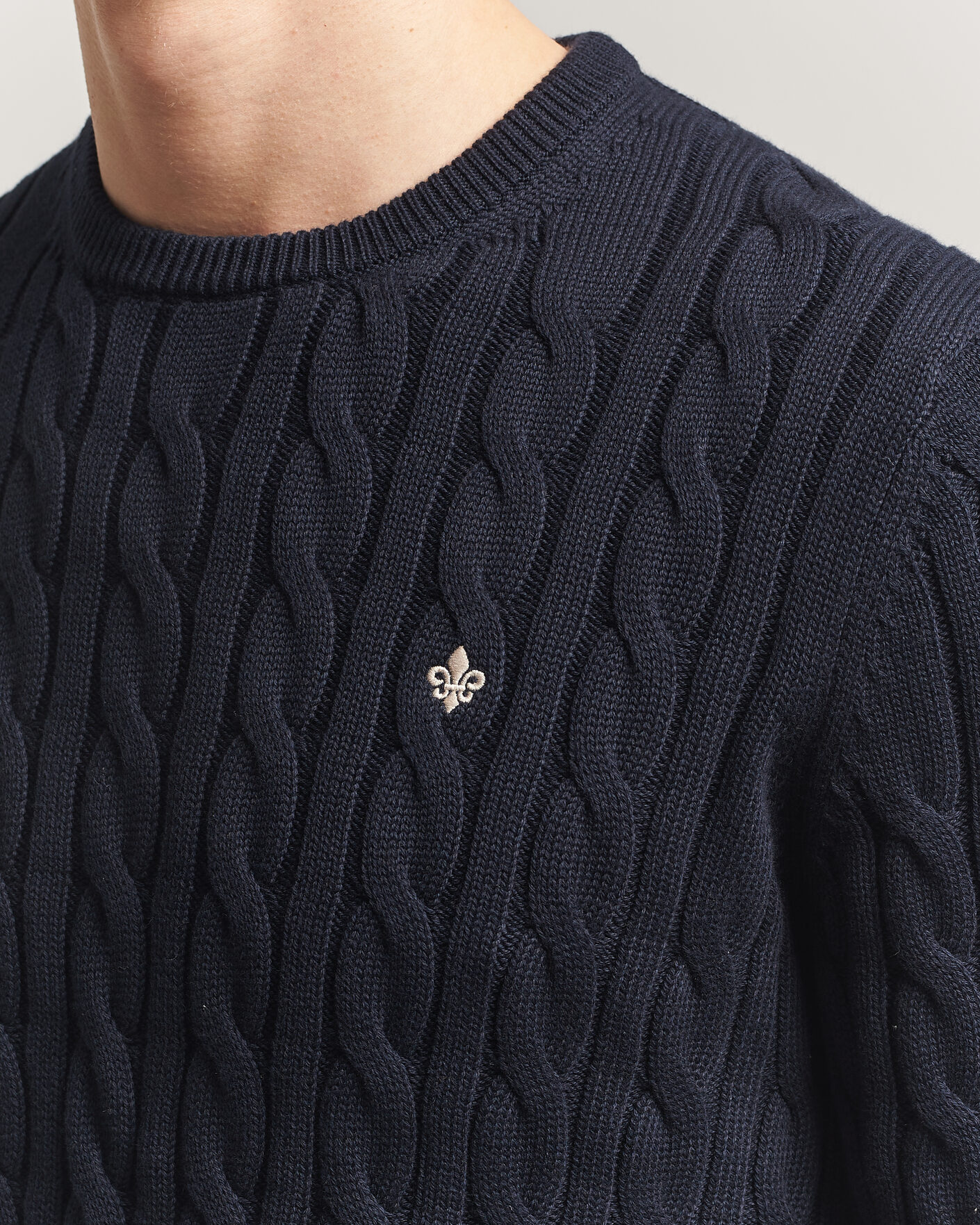 Herren | Pullover | Morris | Ethan Cable Oneck Navy
