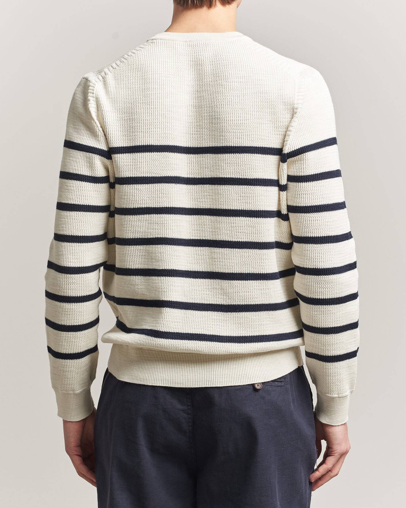 Herren | Pullover | Morris | Benedict Stripe Oneck Off White