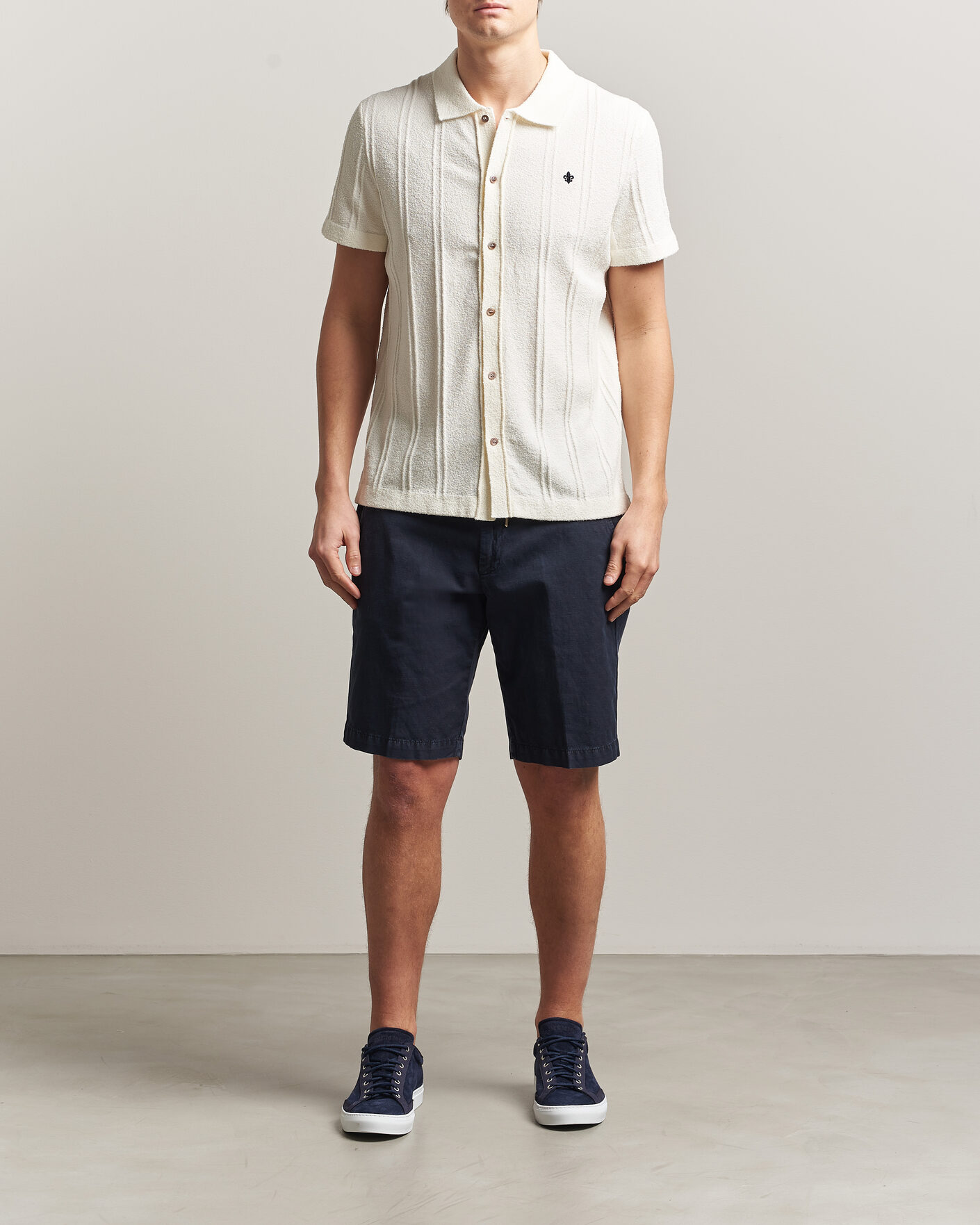 Herren | Hemden | Morris | Clayton Knitted Short Sleeve Shirt Off White
