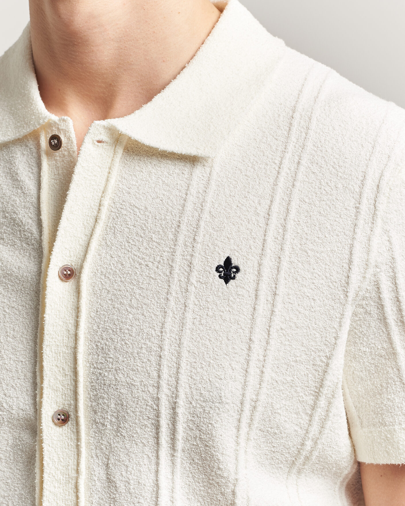 Herren | Hemden | Morris | Clayton Knitted Short Sleeve Shirt Off White