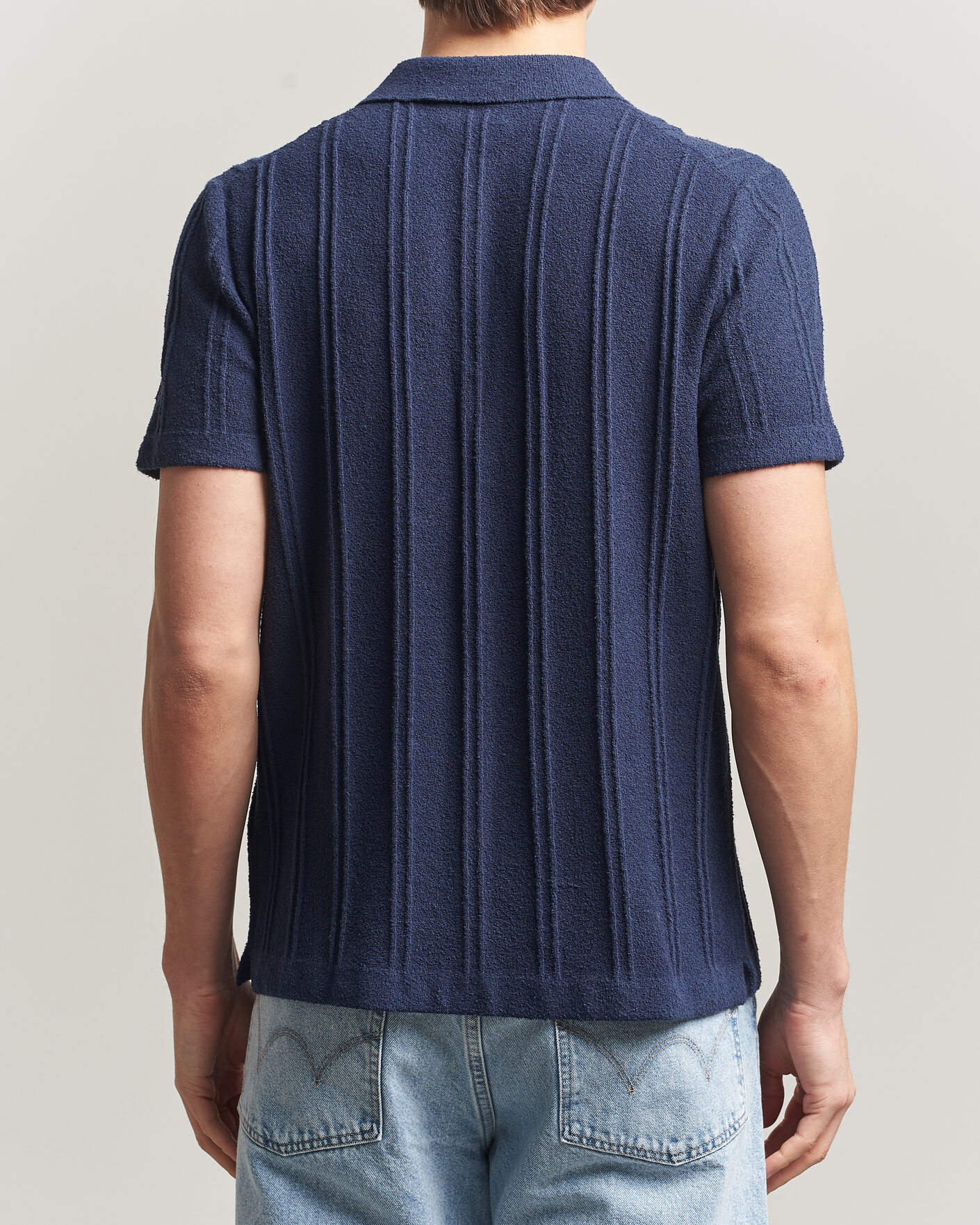 Herren | Hemden | Morris | Clayton Knitted Short Sleeve Shirt Dark Blue