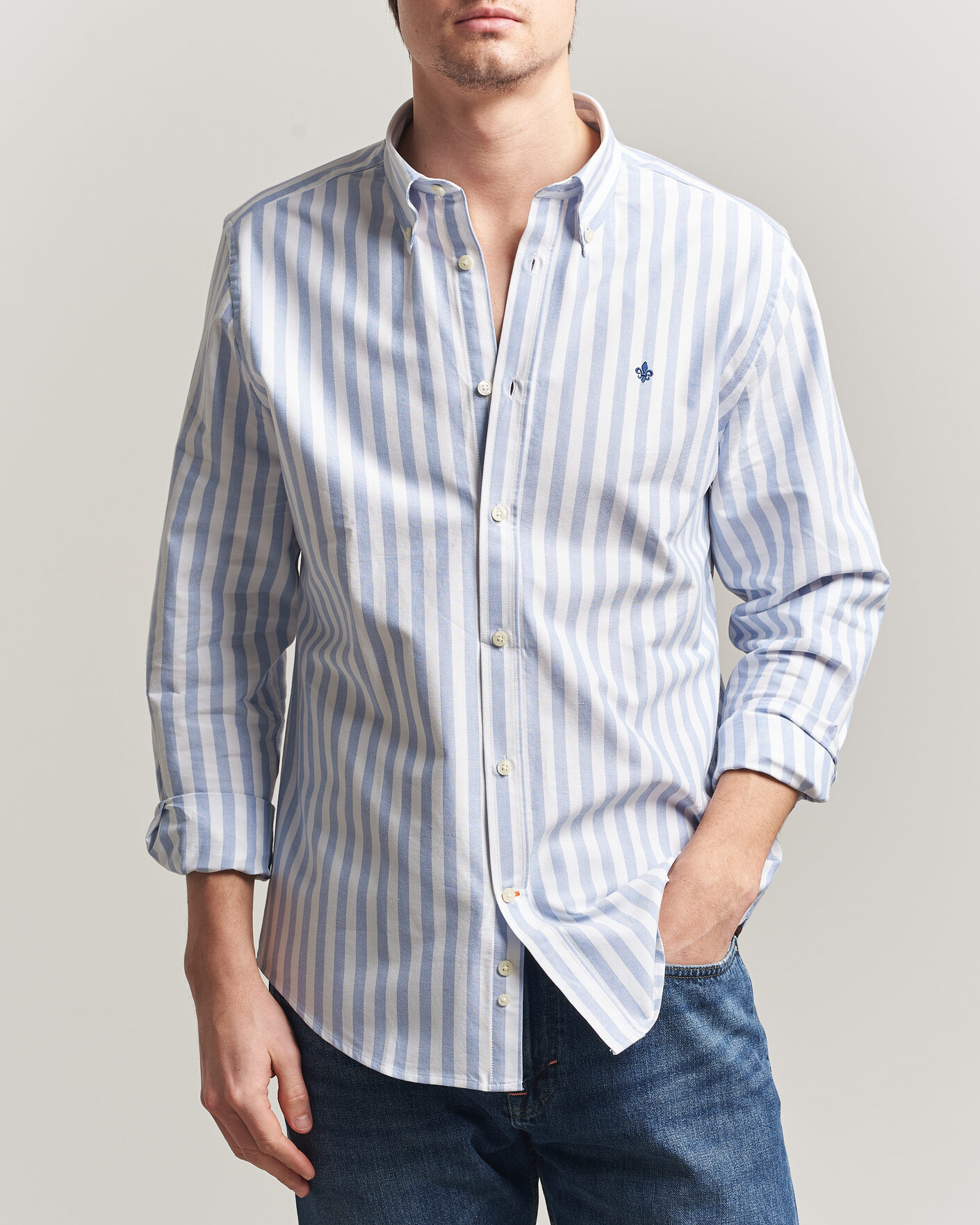 Herren | Hemden | Morris | Douglas Striped Oxford Shirt Light Blue