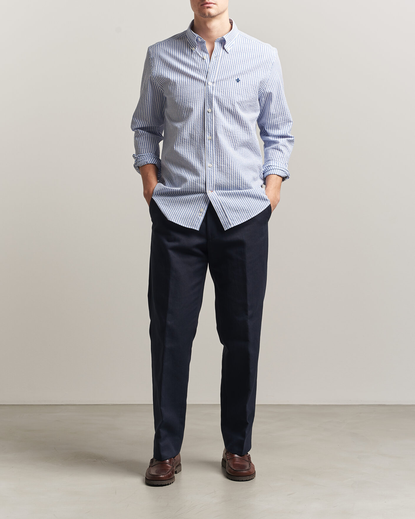 Herren | Hemden | Morris | Seersucker Shirt Blue