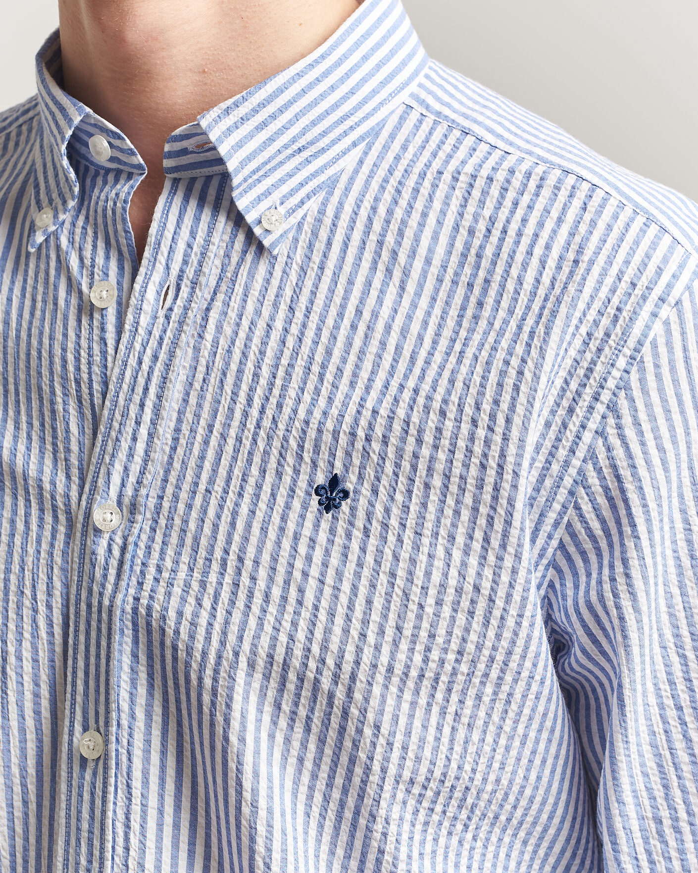 Herren | Hemden | Morris | Seersucker Shirt Blue