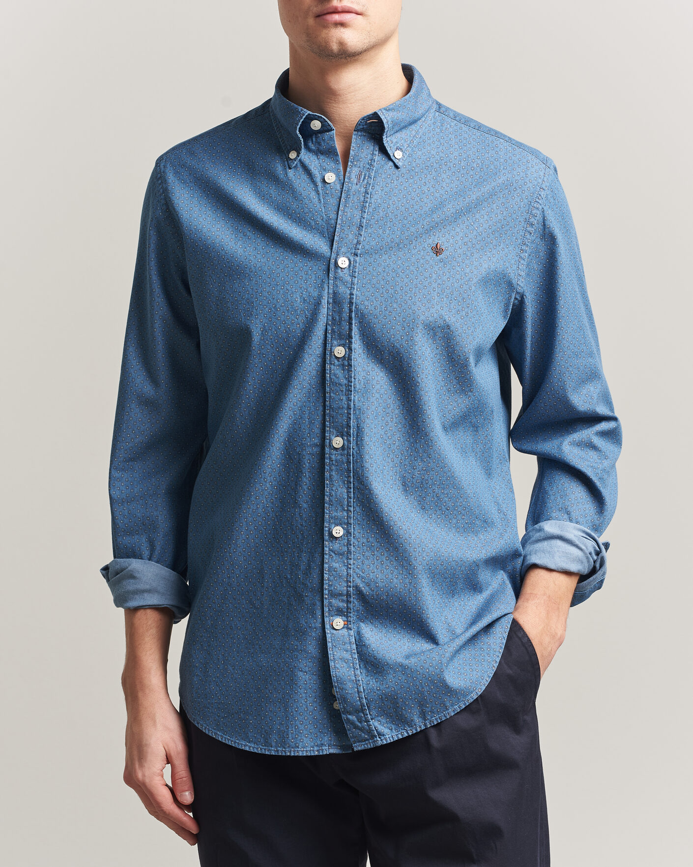 Herren | Hemden | Morris | Denim Printed Shirt Blue