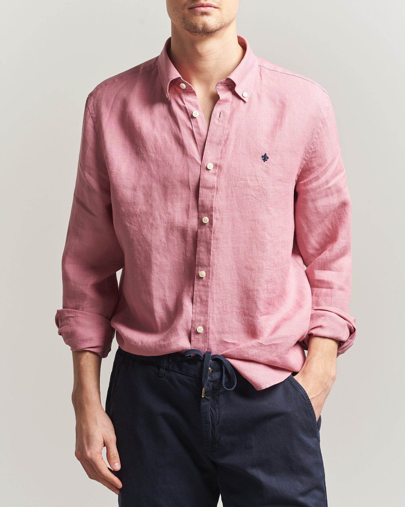 Herren | Hemden | Morris | Douglas Button Down Linen Shirt Pink