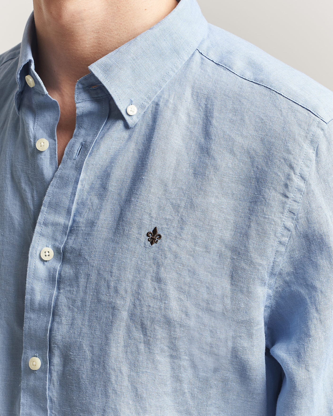 Herren | Hemden | Morris | Douglas Button Down Linen Shirt Light Blue