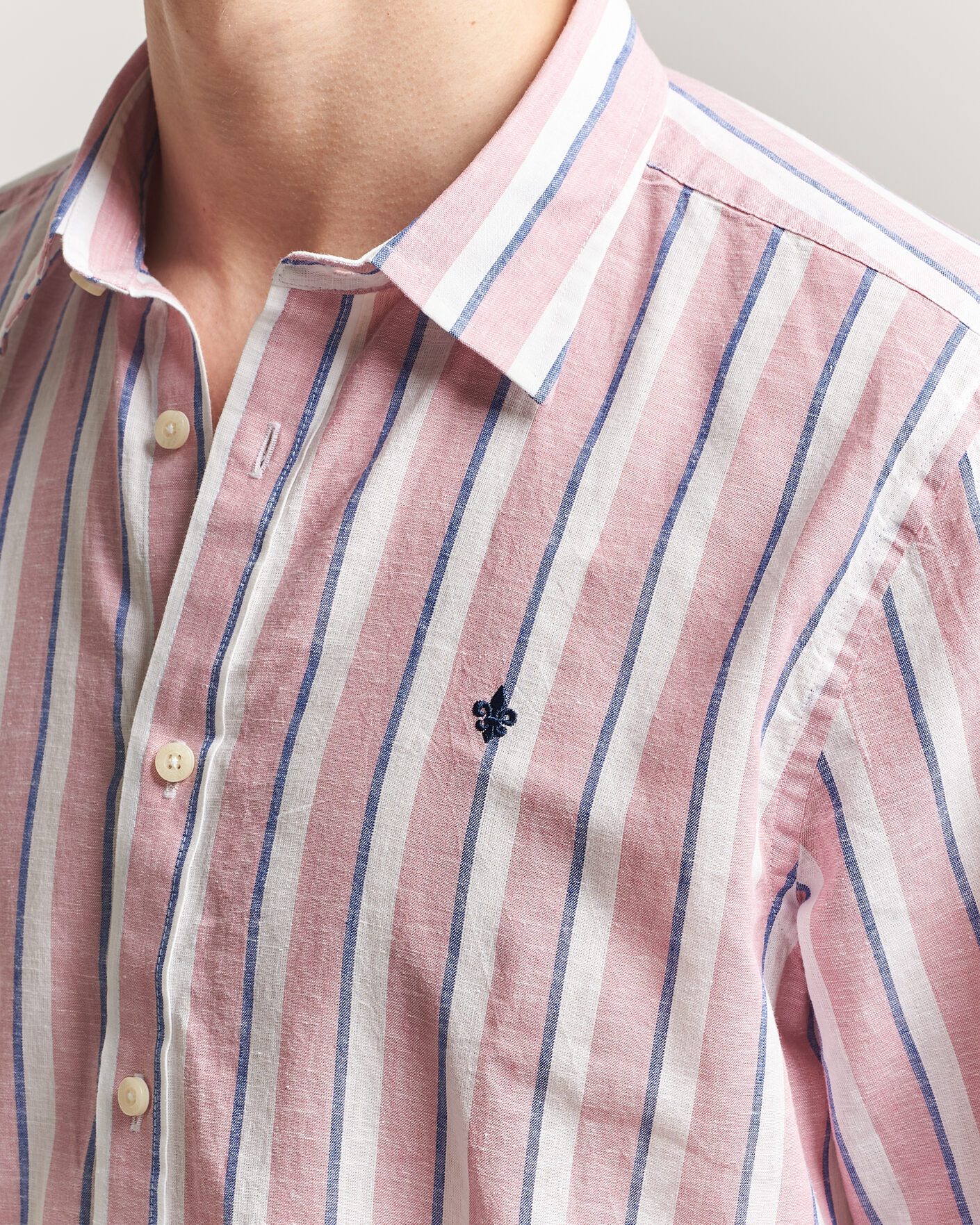 Herren | Hemden | Morris | Douglas Linen Striped Shirt Red/White