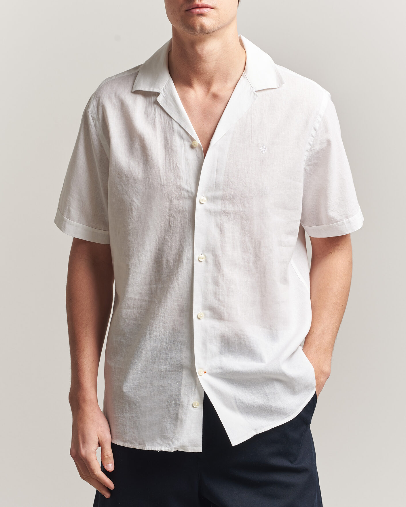 Herren | Hemden | Morris | Resort Short Sleeve Linen Shirt White