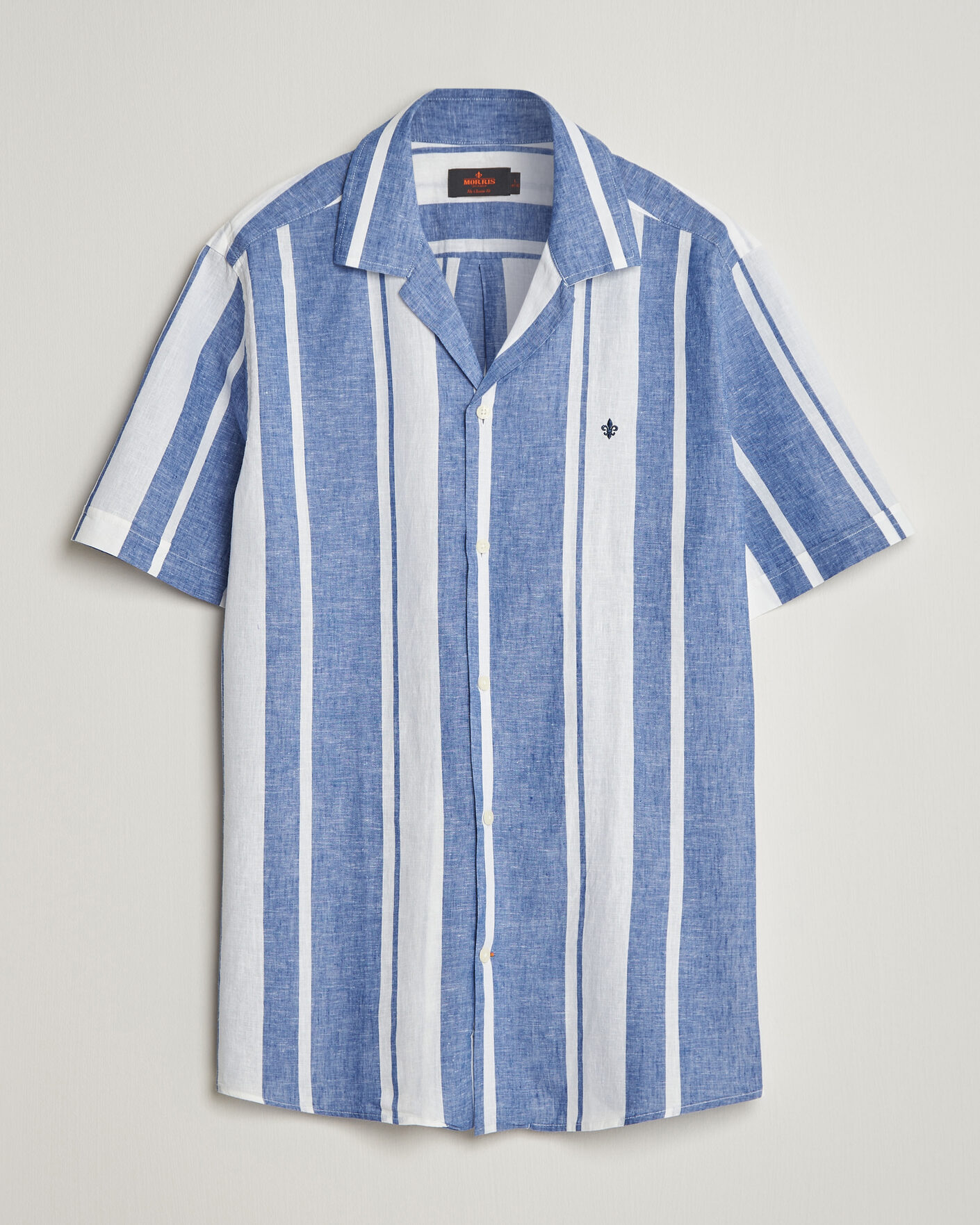 Herren | Hemden | Morris | Resort Short Sleeve Linen Shirt Blue
