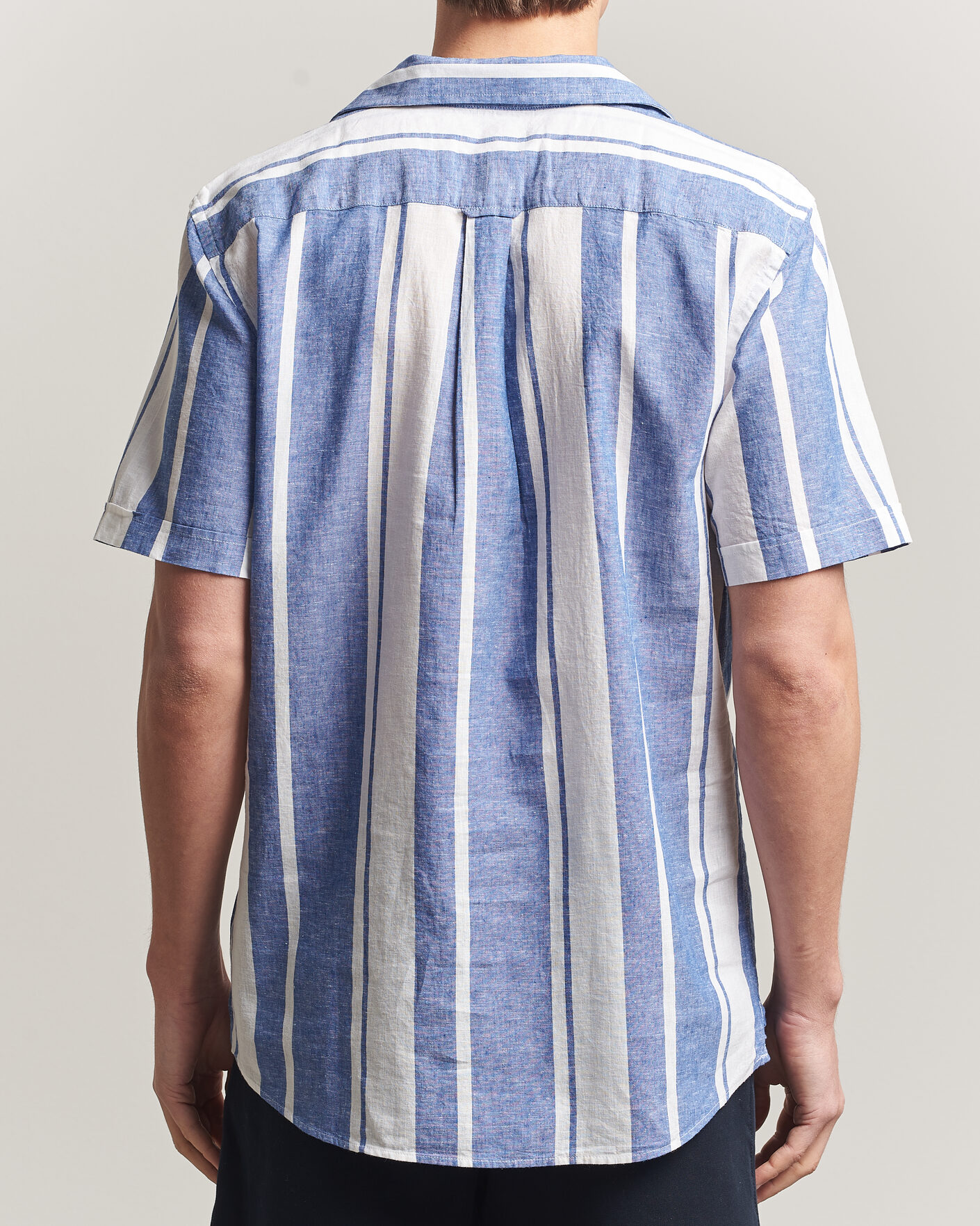 Herren | Hemden | Morris | Resort Short Sleeve Linen Shirt Blue