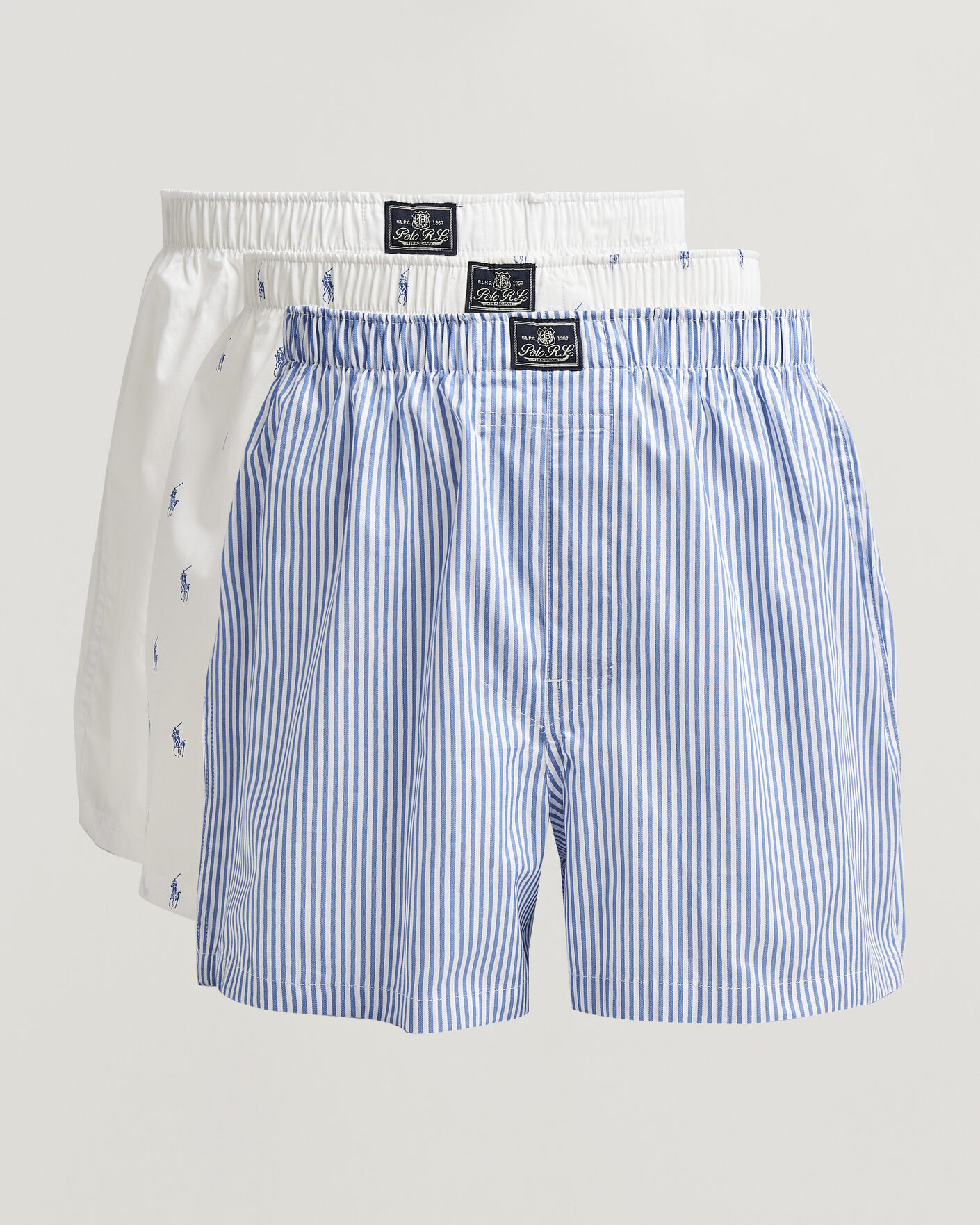 Herren | Unterwäsche | Polo Ralph Lauren | 3-Pack Woven Boxer White/Blue Stripe