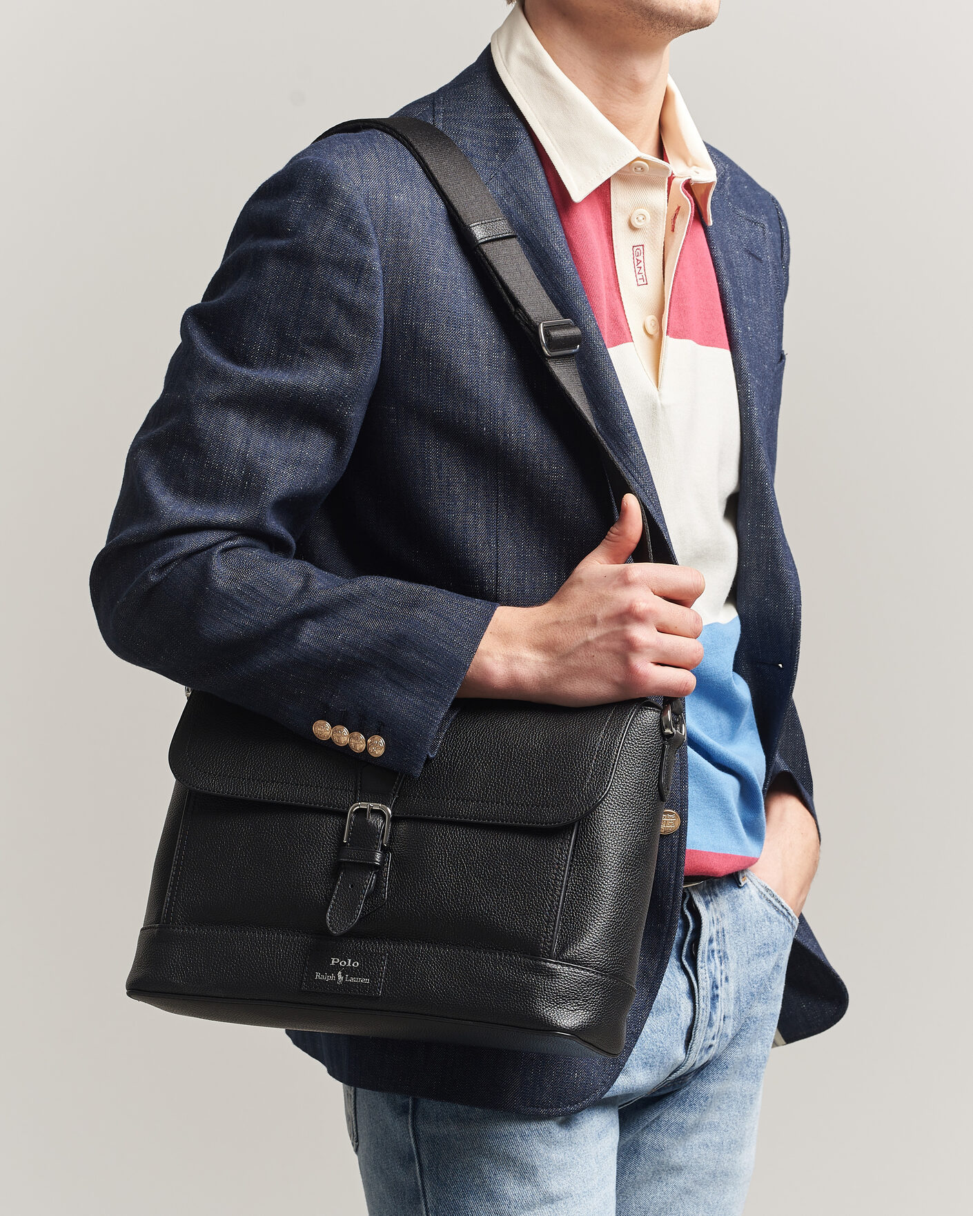 Herren | Taschen | Polo Ralph Lauren | Pebble Leather Messenger Bag Black