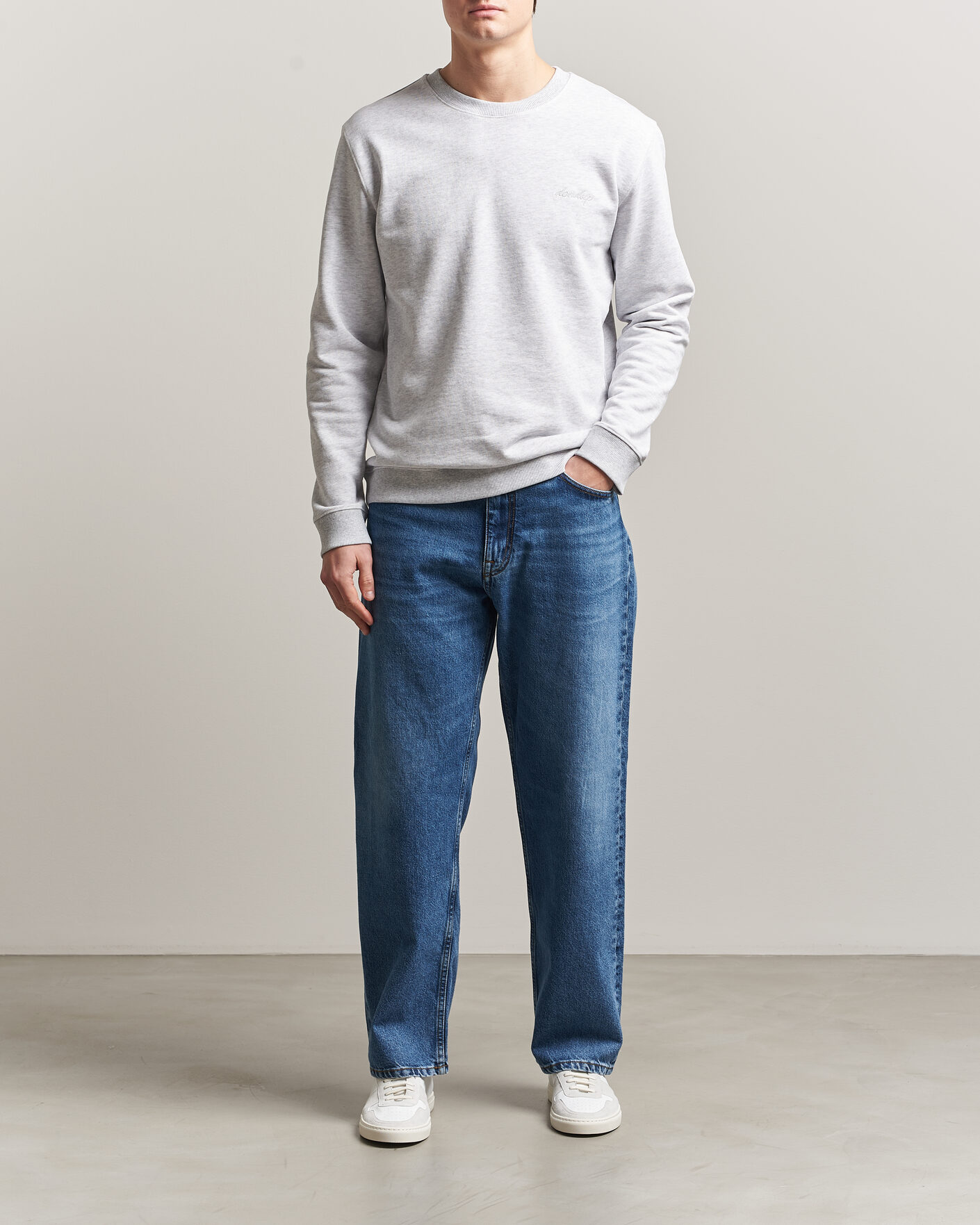 Herren | Pullover | Dondup | Logo Crew Neck Sweatshirt Light Grey Melange