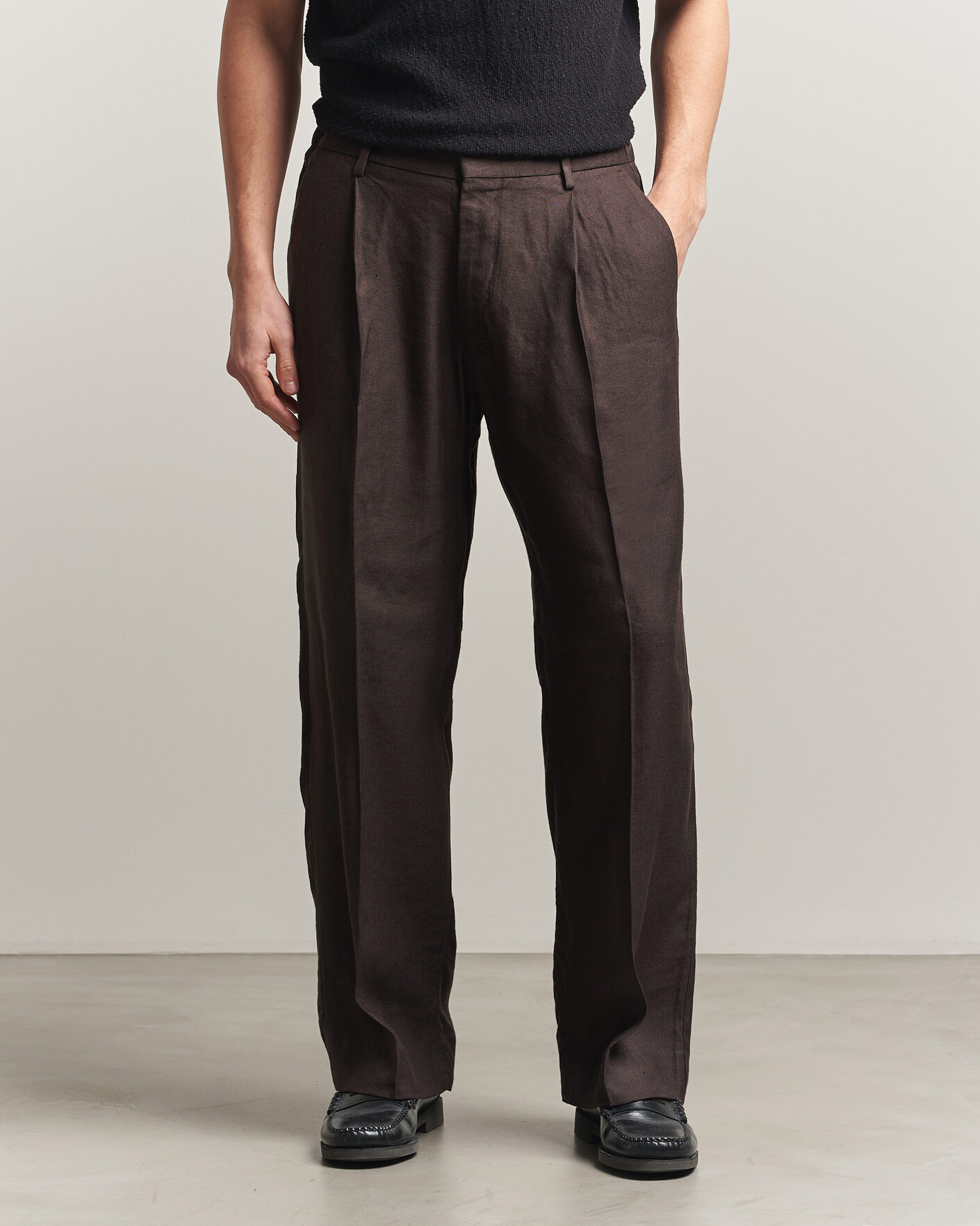 Herren | Hosen | NN07 | Kay Linen/Viscose Drawstring Trousers Deep Truffle