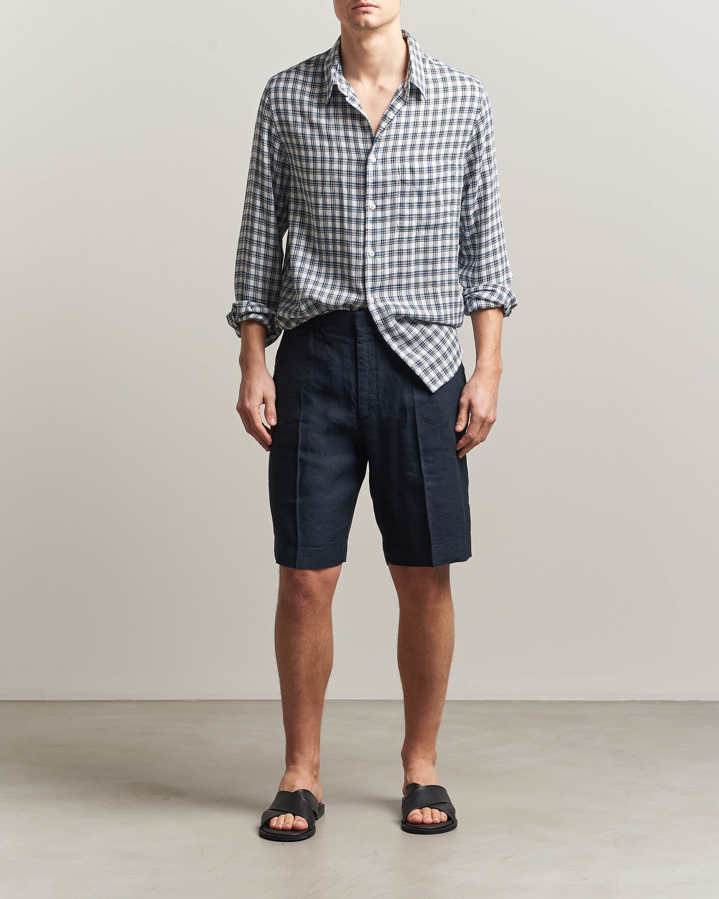 Herren | Shorts | NN07 | Billie Linen/Viscose Drawstring Shorts Deep Navy