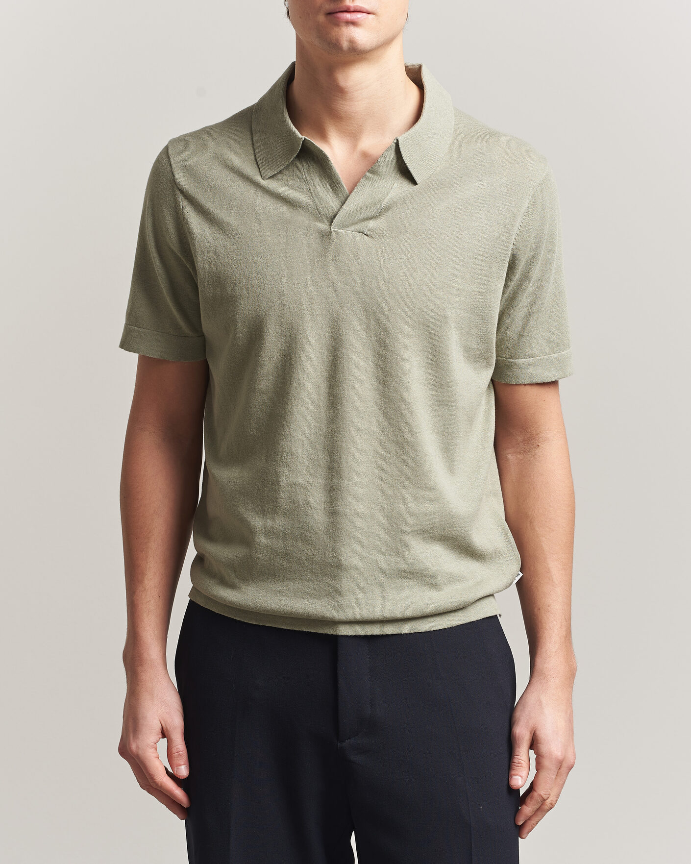 Herren | Poloshirts | NN07 | Ryan Cotton/Linen Polo Sage Green