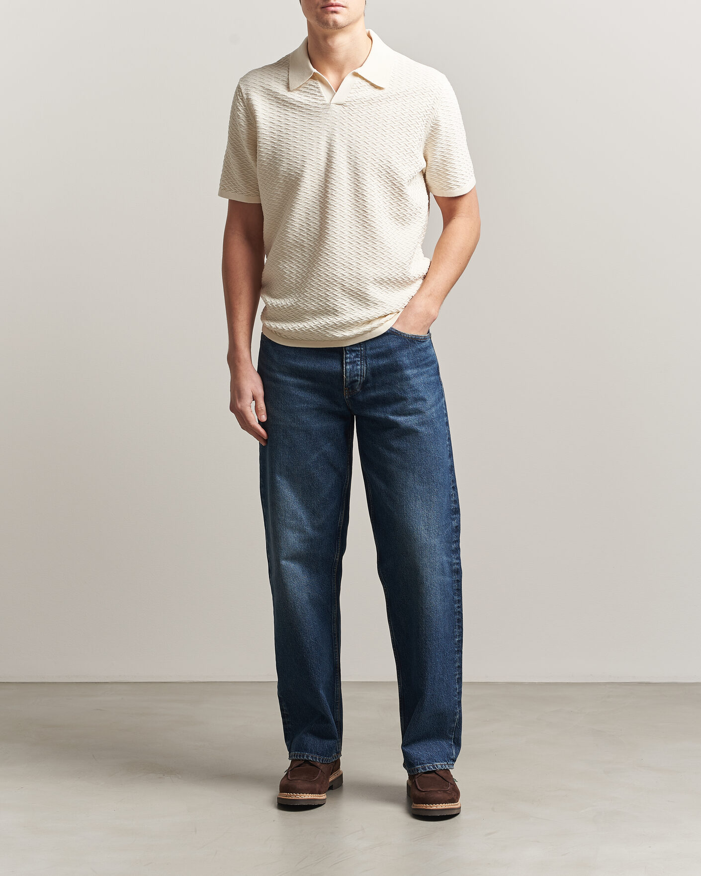 Herren | Poloshirts | NN07 | Paul Structured Knitted Polo Ivory
