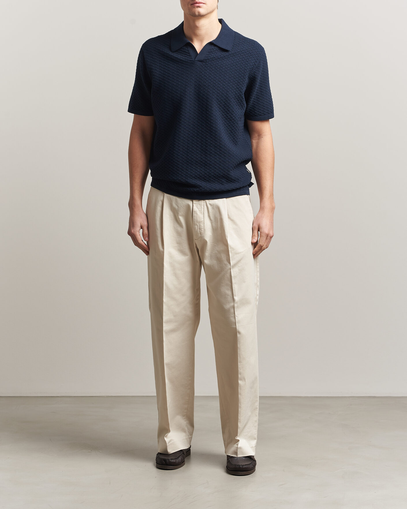Herren | Poloshirts | NN07 | Paul Structured Knitted Polo Navy Blue