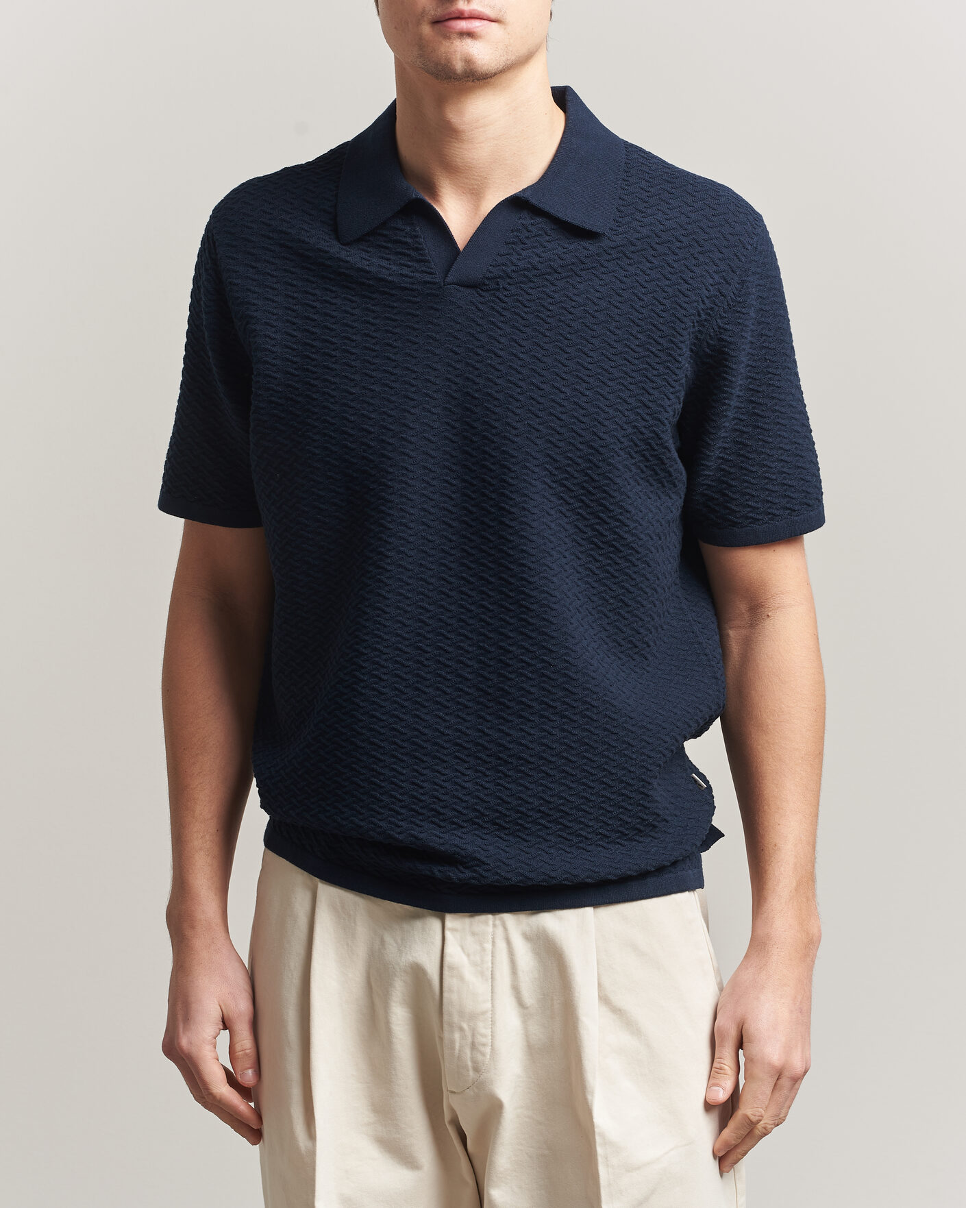 Herren | Poloshirts | NN07 | Paul Structured Knitted Polo Navy Blue
