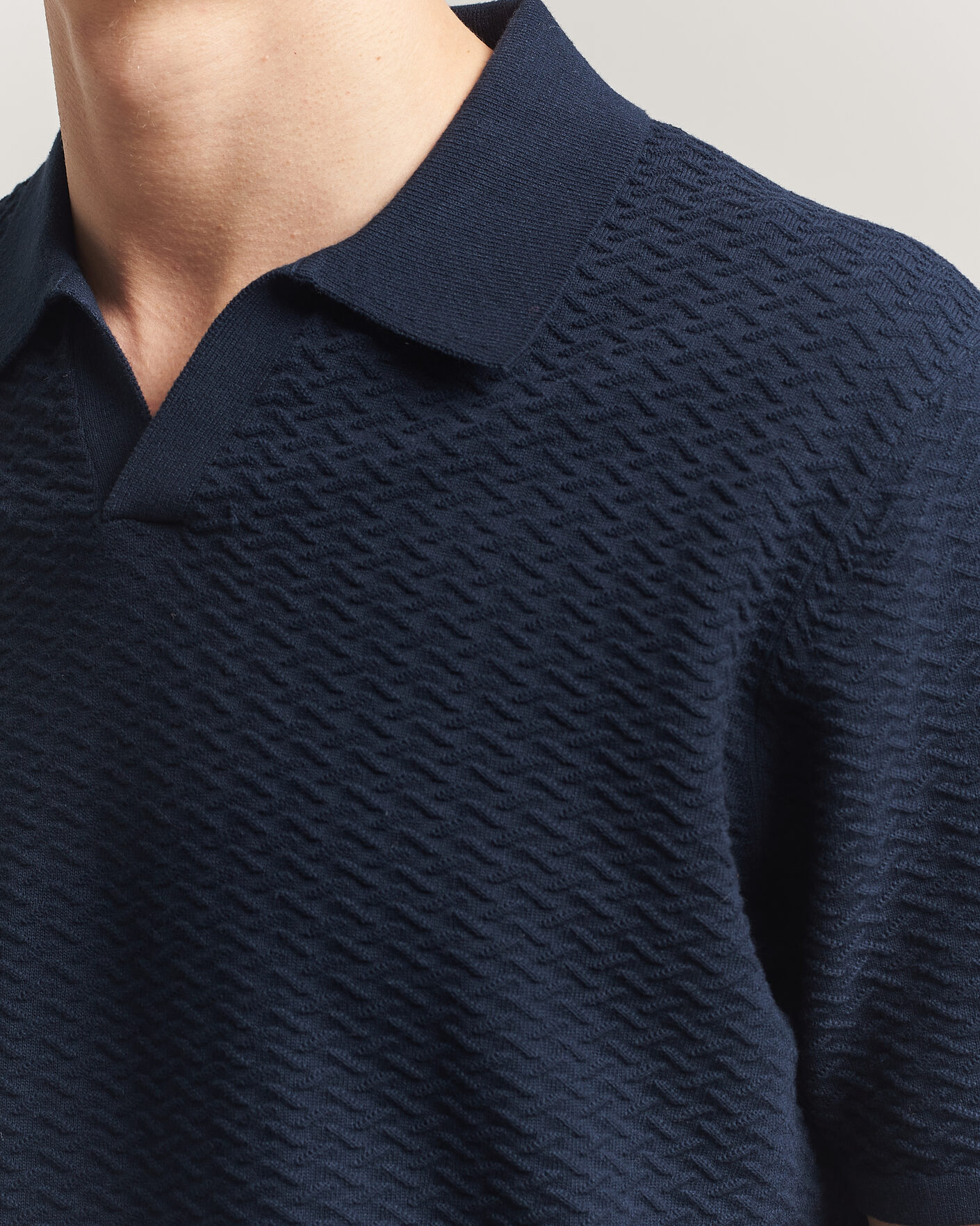 Herren | Poloshirts | NN07 | Paul Structured Knitted Polo Navy Blue