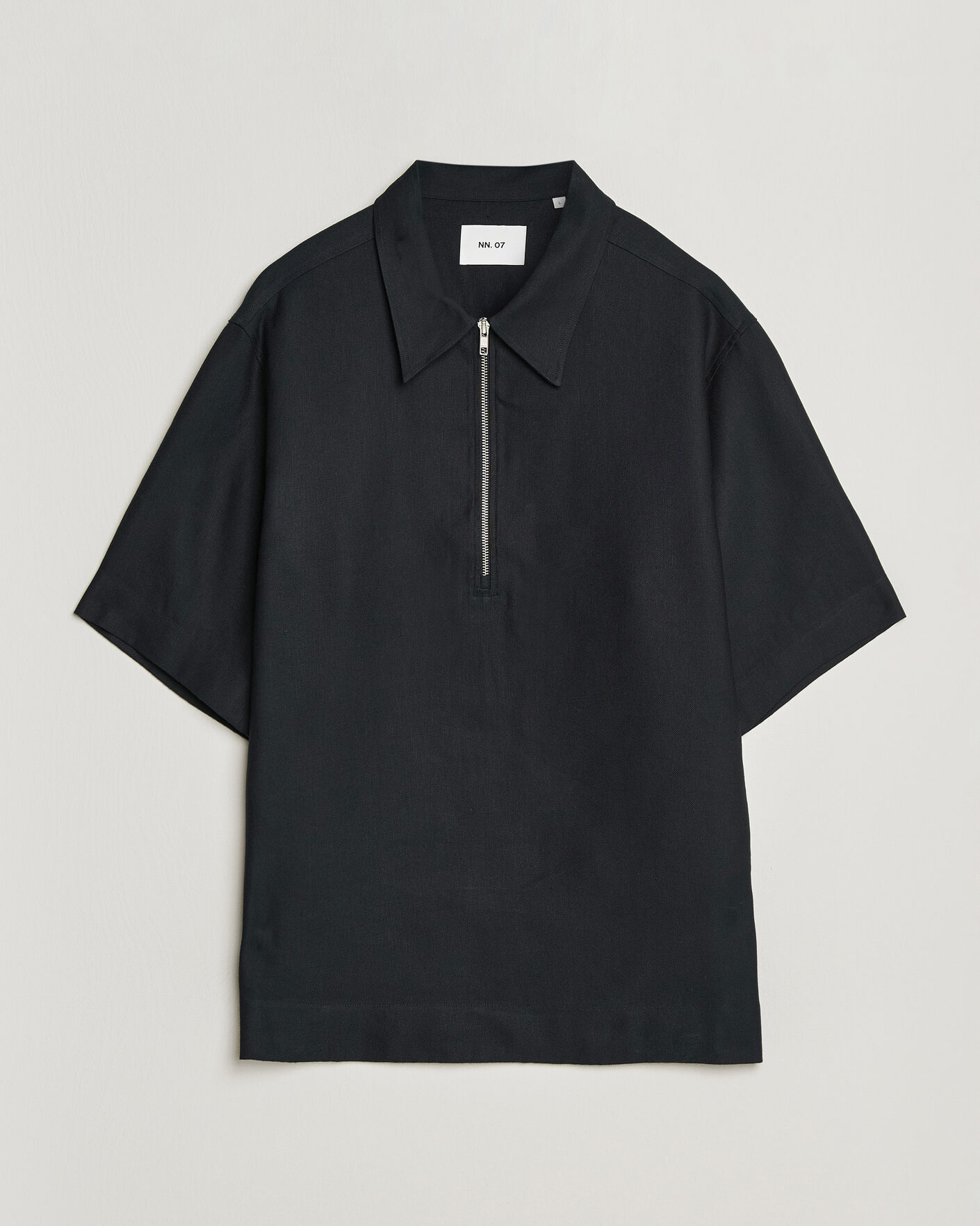 Herren | Poloshirts | NN07 | Bruno Linen/Viscose Half Zip Polo Black