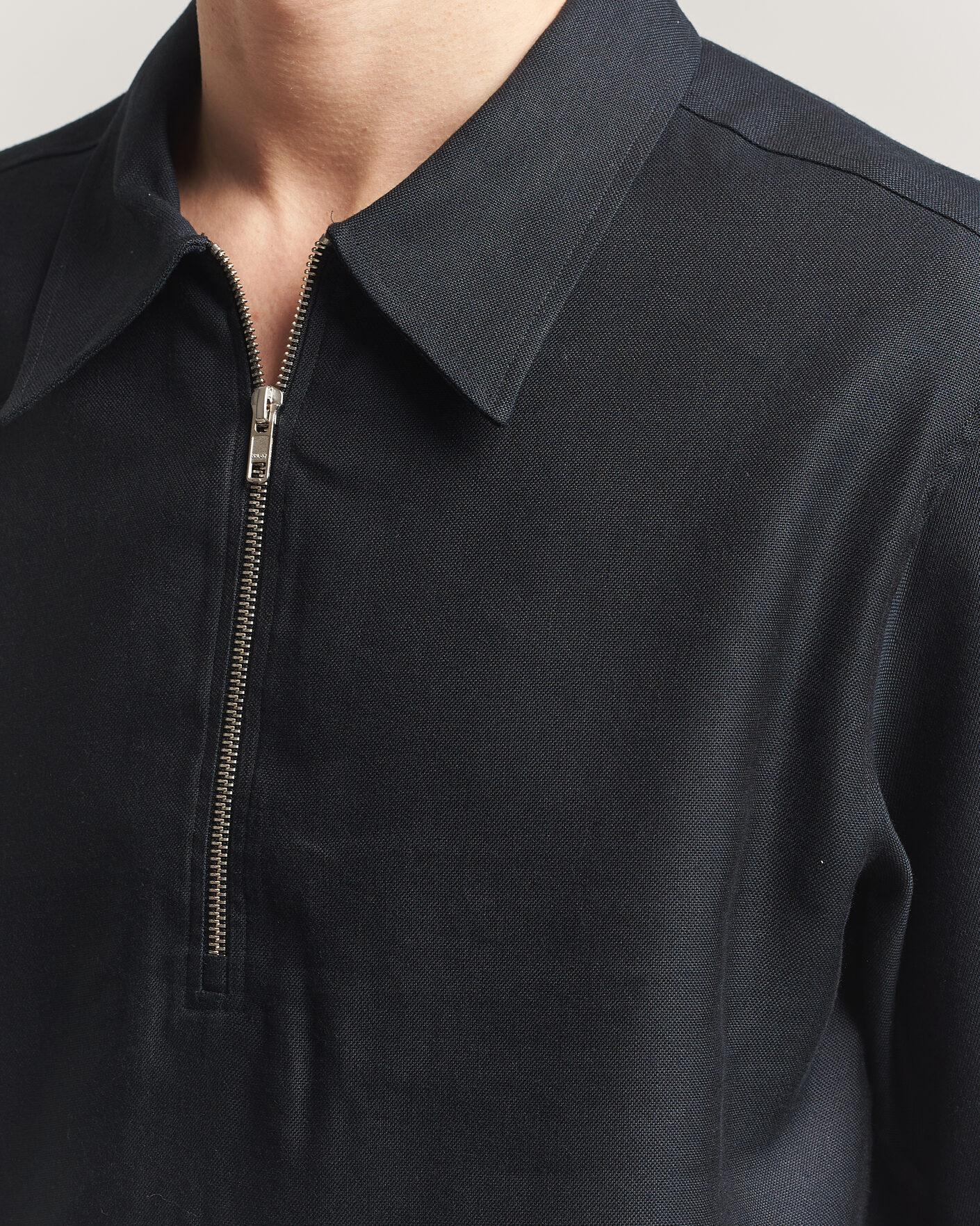 Herren | Poloshirts | NN07 | Bruno Linen/Viscose Half Zip Polo Black
