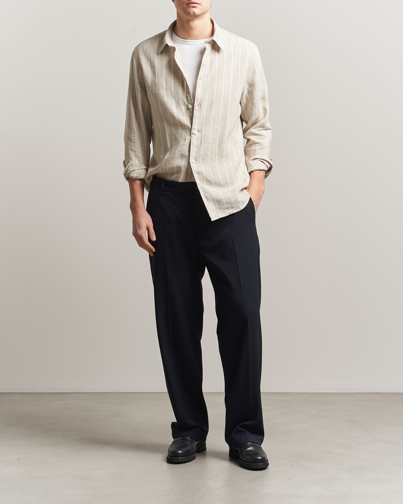 Herren | Hemden | NN07 | Enzo Linen Shirt Oat Stripe