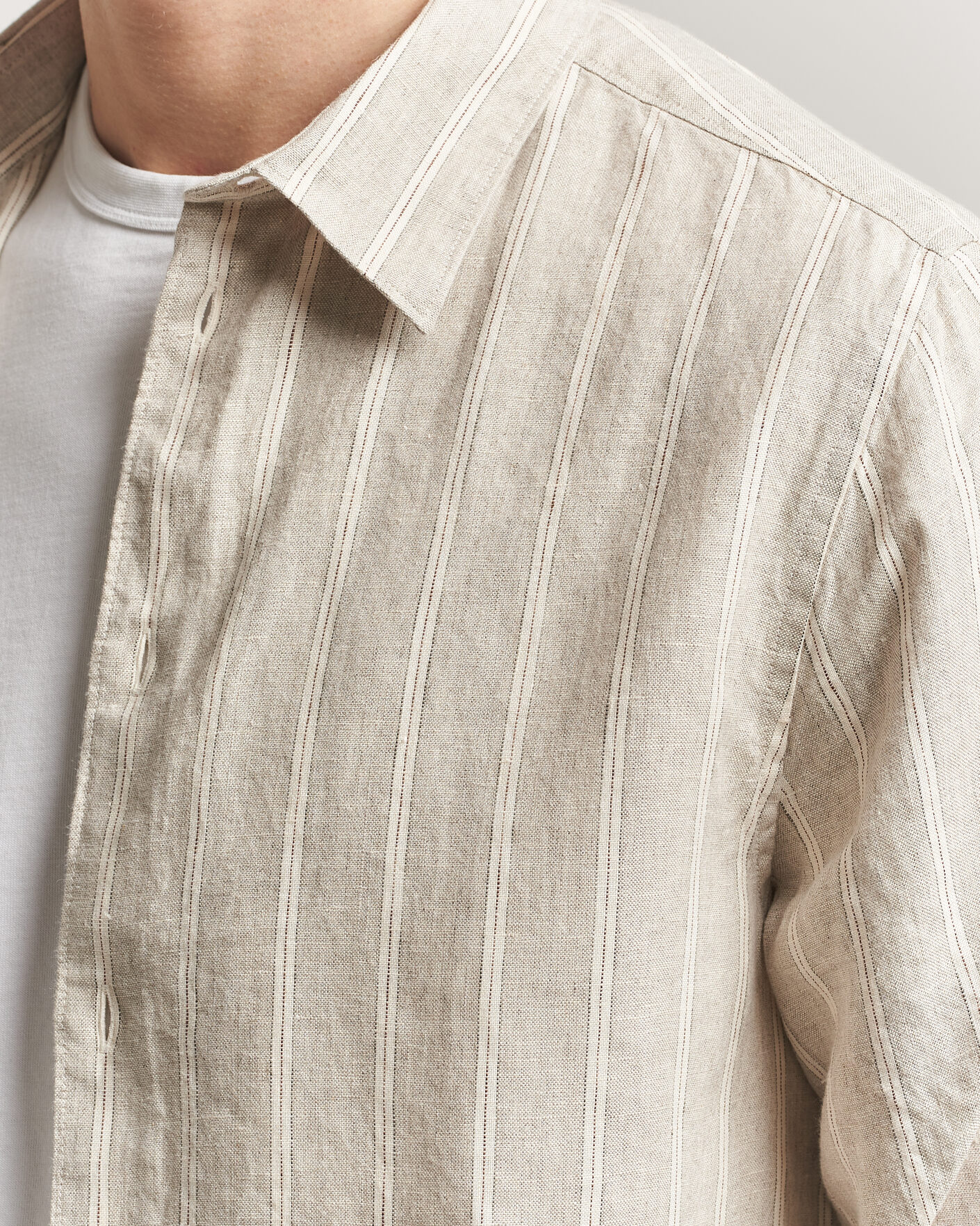Herren | Hemden | NN07 | Enzo Linen Shirt Oat Stripe