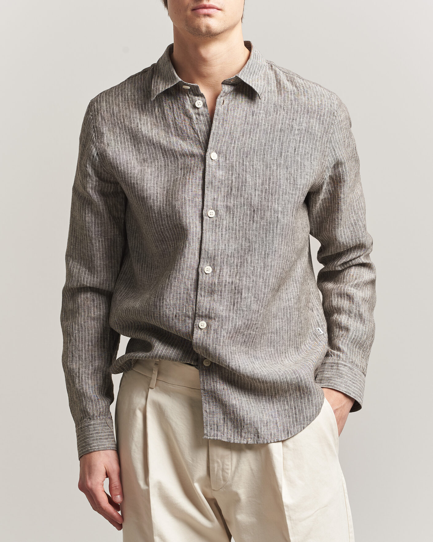 Herren | Hemden | NN07 | Enzo Linen Shirt Clay Stripe