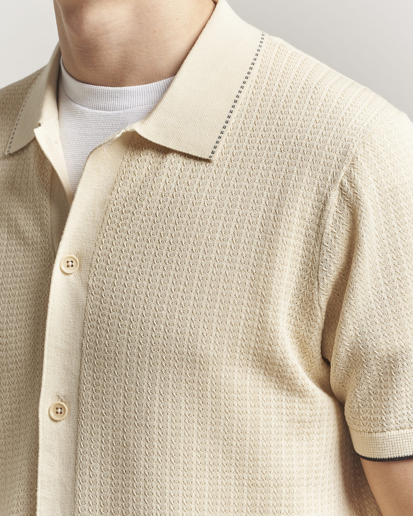 Herren | Hemden | NN07 | Nalo Knitted Short Sleeve Shirt Ivory
