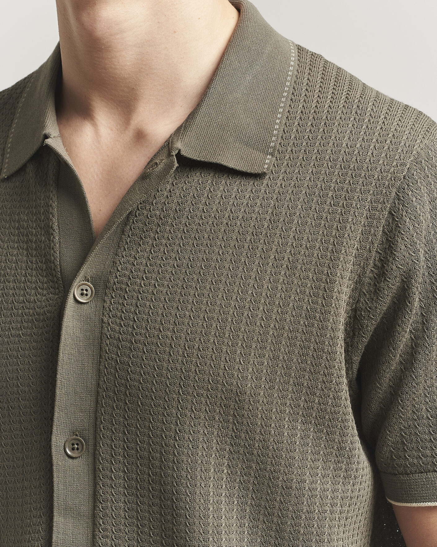 Herren | Hemden | NN07 | Nalo Knitted Short Sleeve Shirt Capers Green