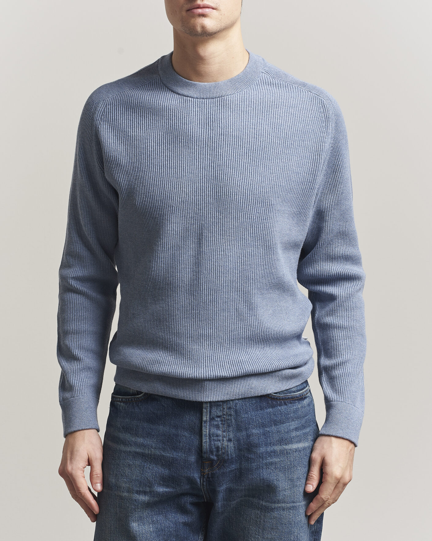 Herren | Pullover | NN07 | Kevin Cotton Knitted Sweater Stone Blue