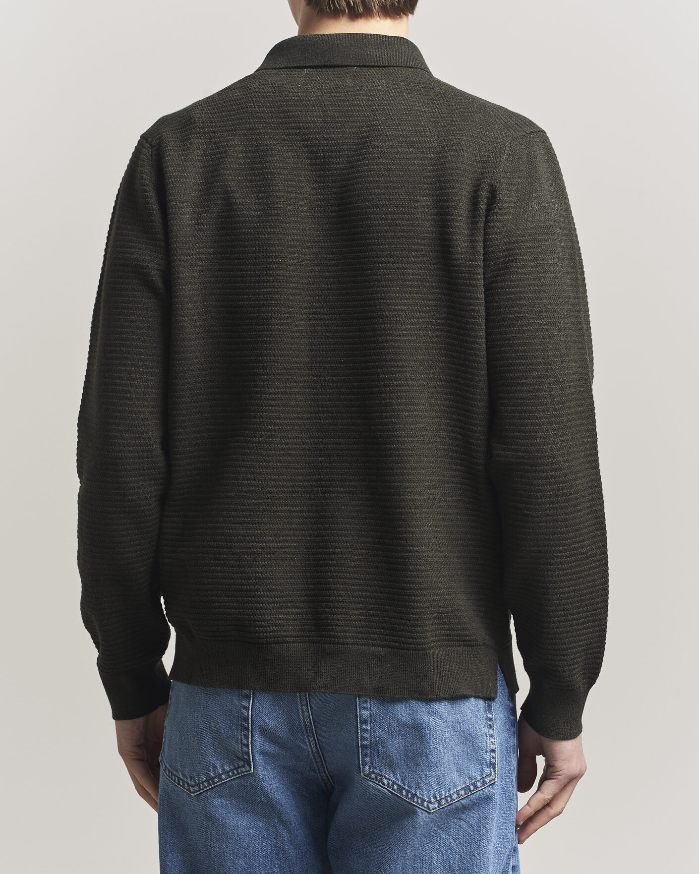 Herren | Pullover | NN07 | Paul Knitted Long Sleeve Polo Dark Army